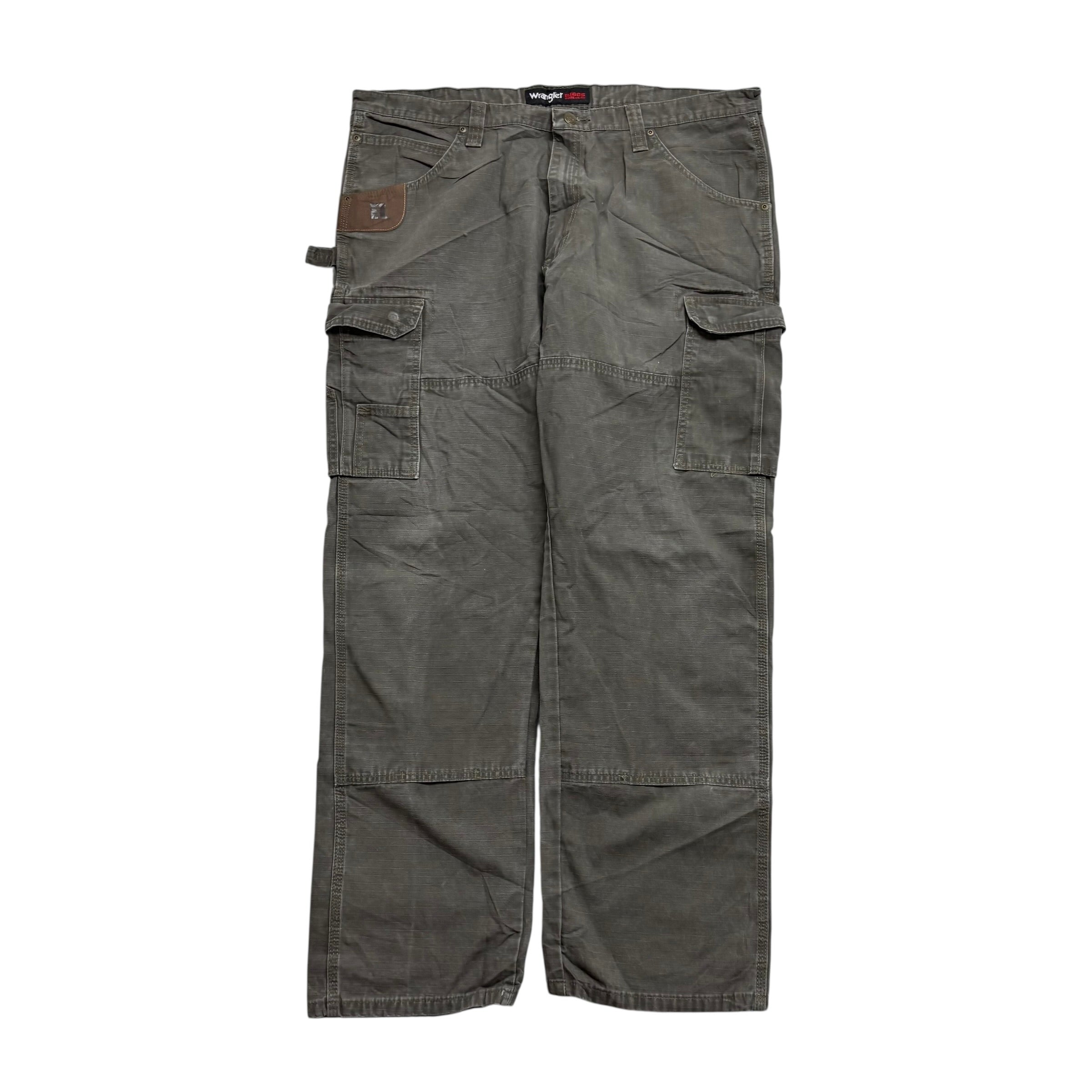 Wrangler Cargo Pants W40 L32 Mens Green Relaxed Straight Fit Trousers