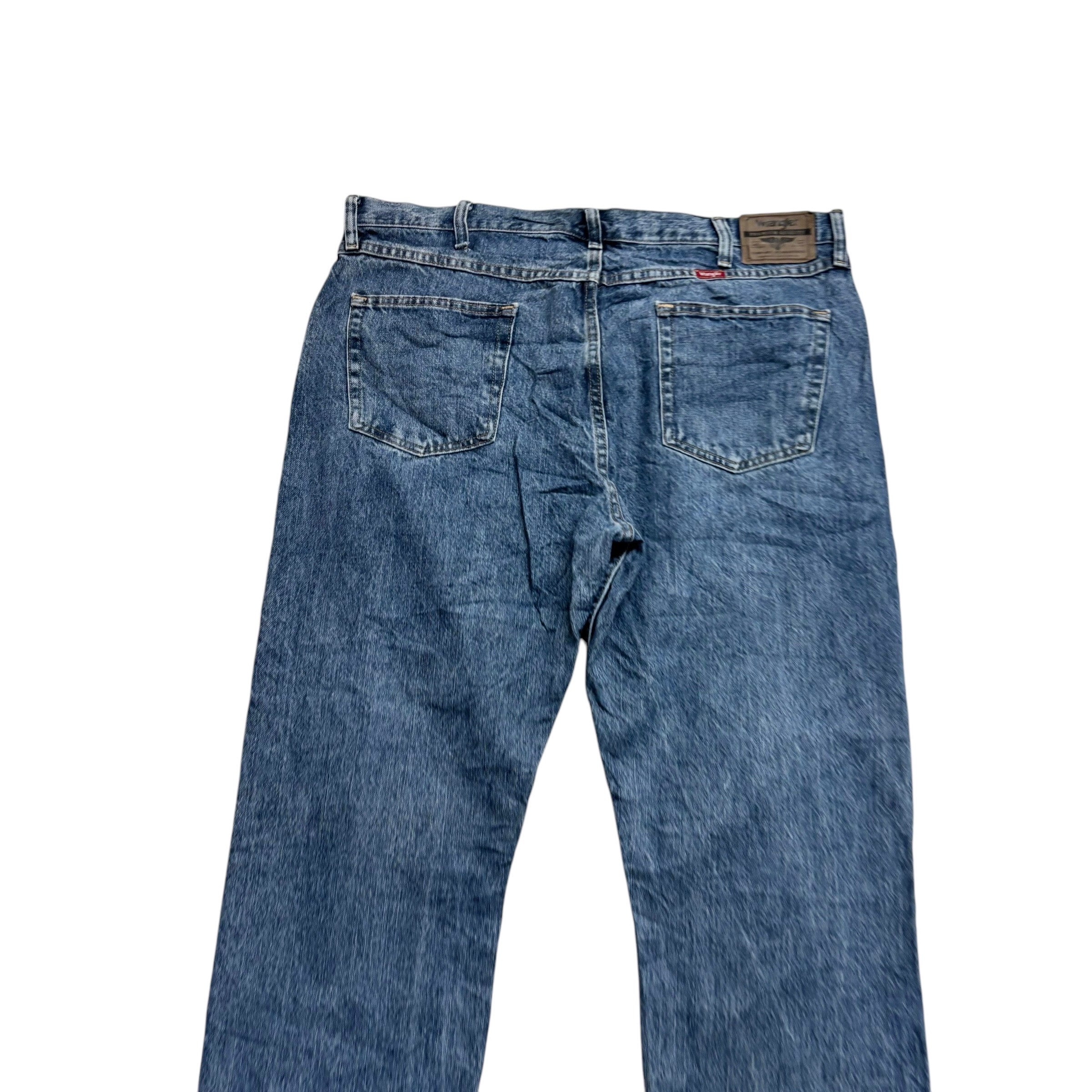 Wrangler Jeans W40 L30 Mens Mid Blue Regular Straight Fit Denim (E)