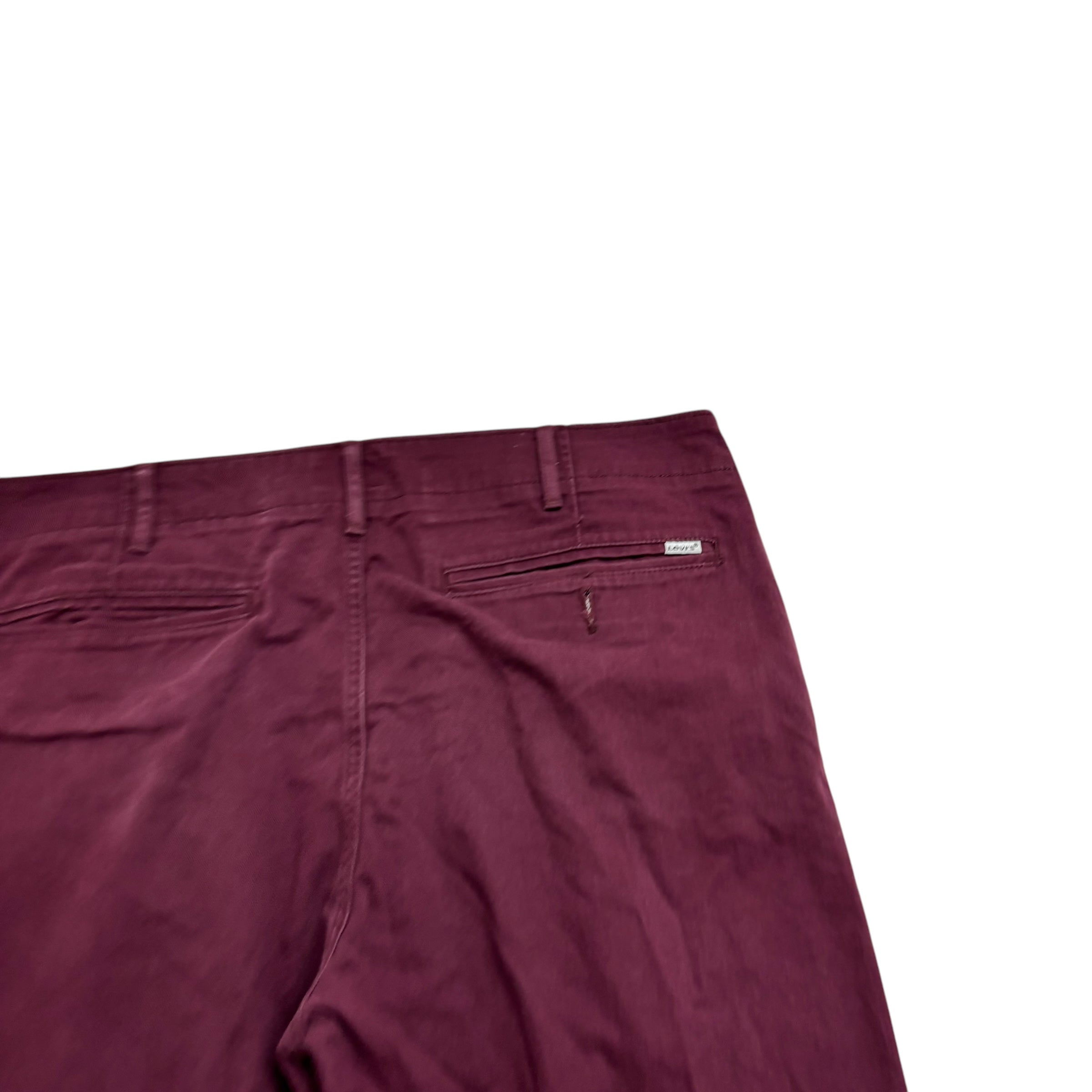 Levis Trousers W36 L30 Mens Burgundy Regular Taper Fit Stretch Cotton Pants (E)