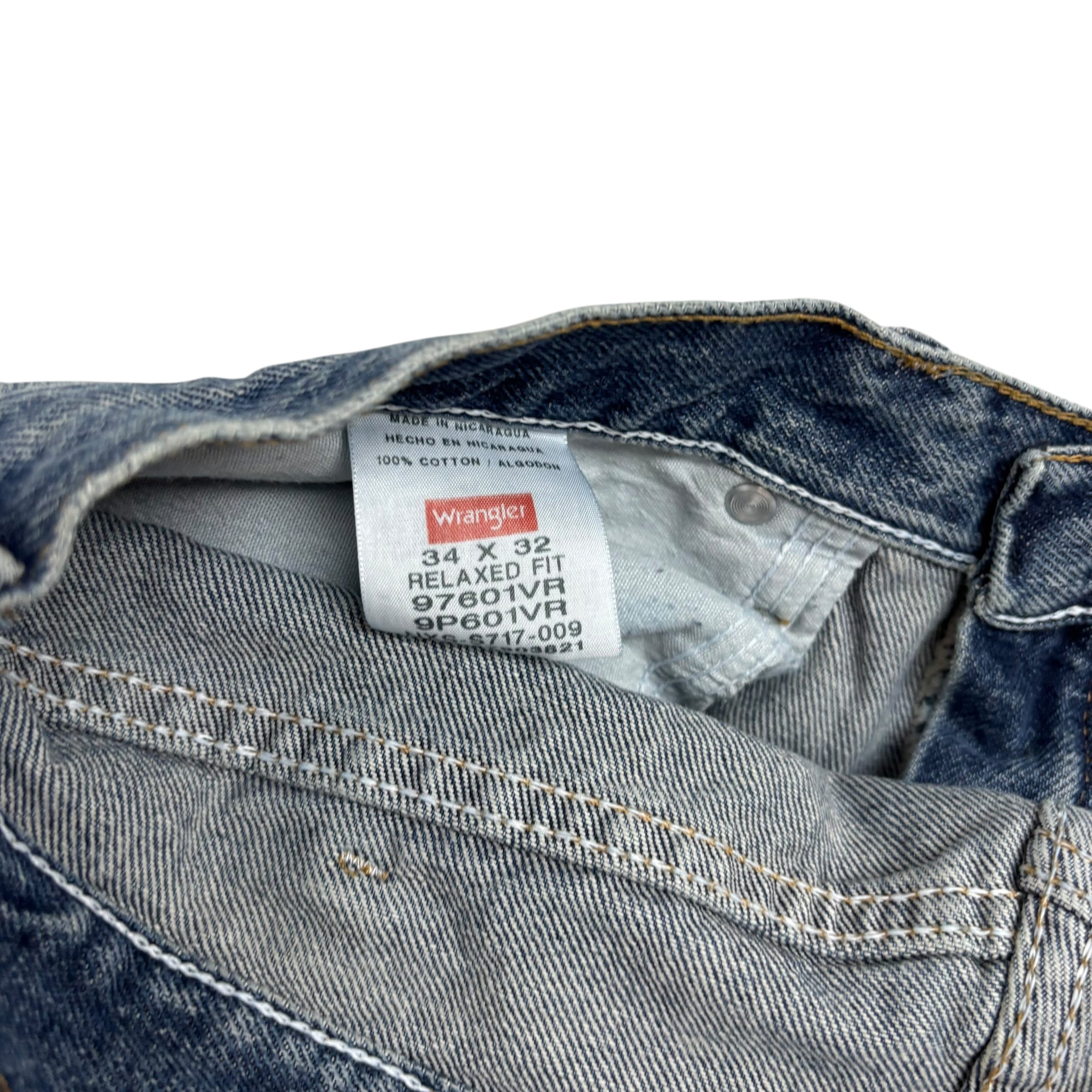 Wrangler Jeans W34 L32 Mens Mid Blue Relaxed Straight Fit Denim (E)