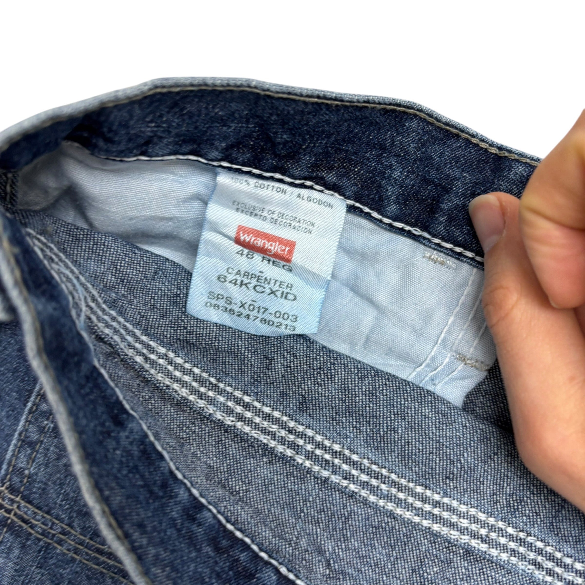 Wrangler Jorts W48 Mens Mid Blue Denim Shorts Baggy Relaxed Carpenter (E)