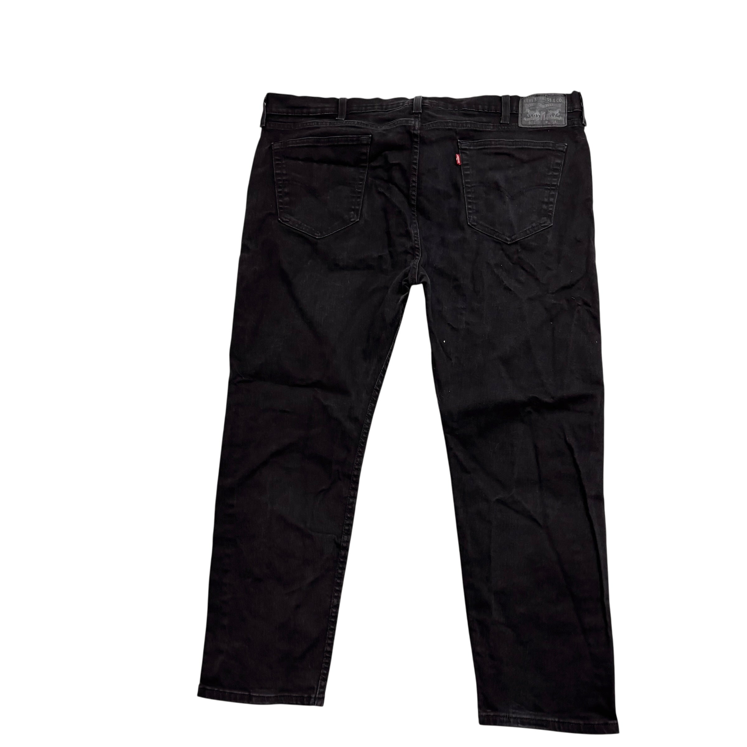 Levis 502 Jeans W44 L28 Mens Black Regular Tapered Fit Stretch Denim (E)