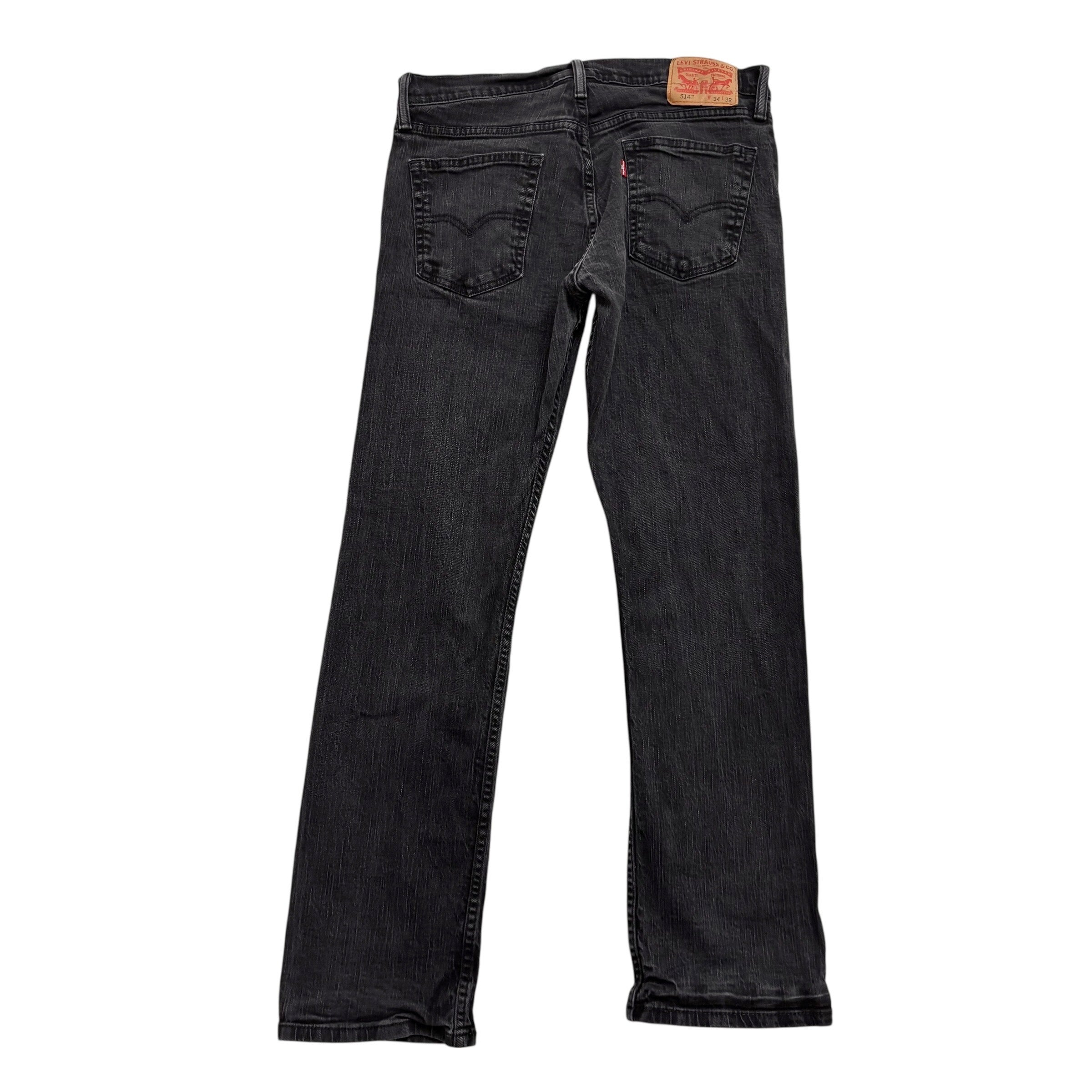 Levis 514 Jeans W34 L32 Mens Black Regular Straight Fit Stretch Denim