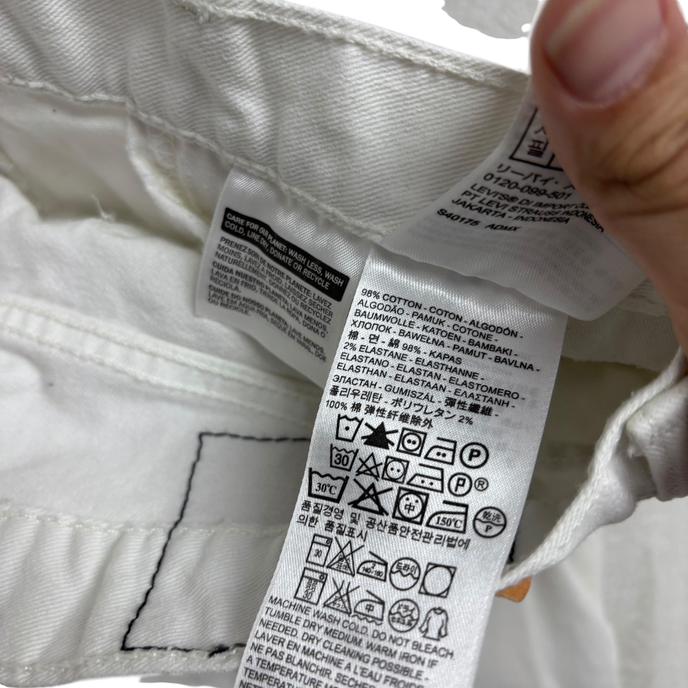 Levis 514 Jeans W32 L30 Mens White Regular Straight Fit Stretch Denim