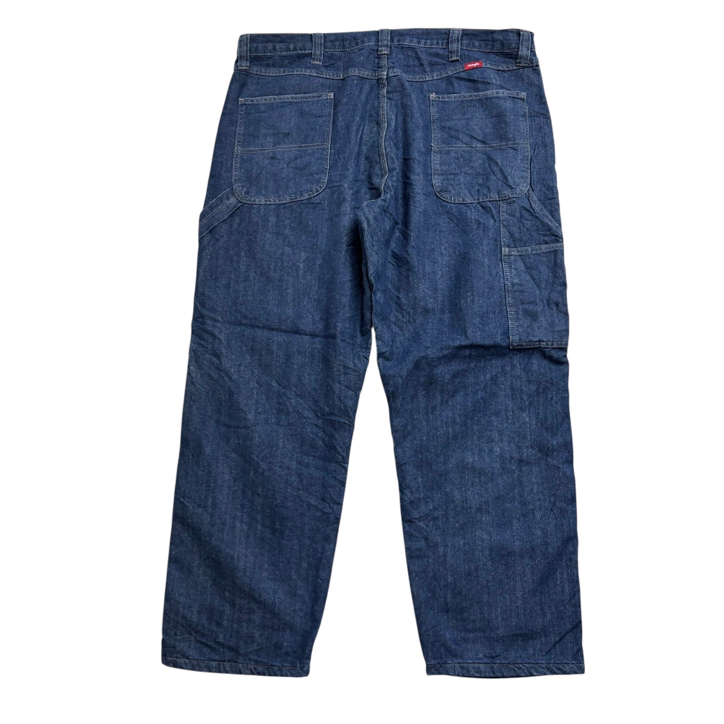 Wrangler Carpenter Jeans W40 L30 Mens Dark Blue Relaxed Straight Fit Denim (E)