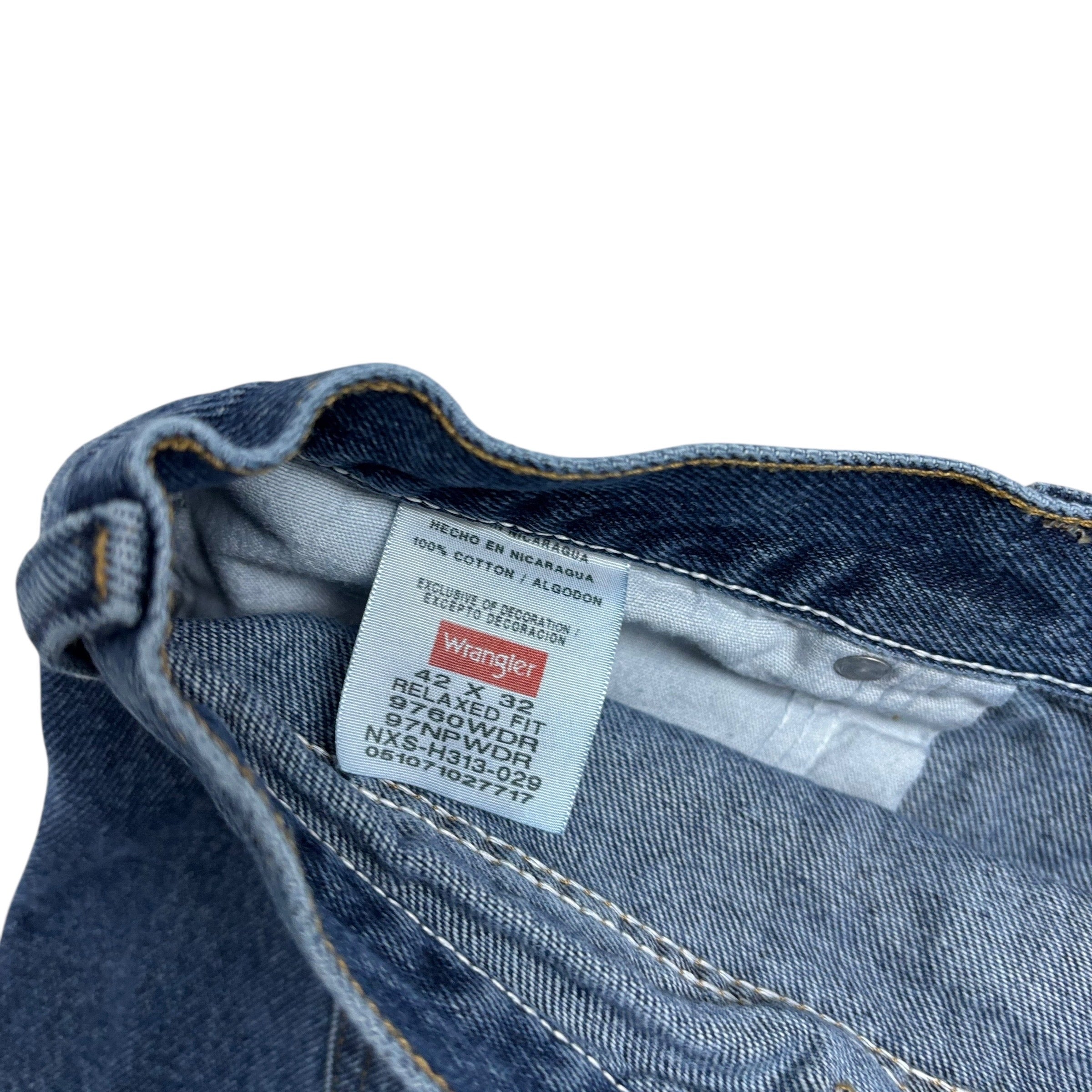 Wrangler Jeans W42 L32 Mens Mid Blue Relaxed Straight Fit Denim