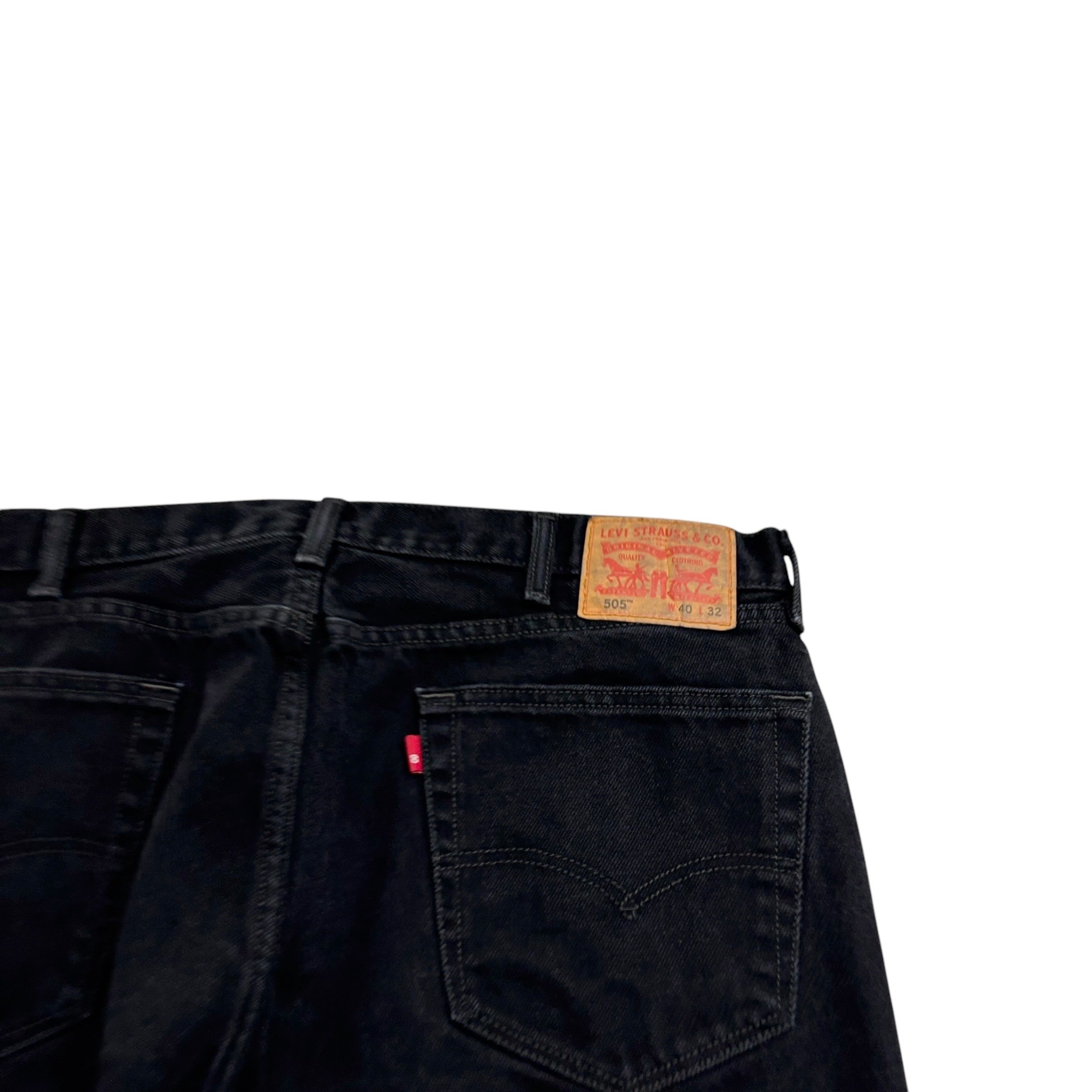 Levis 505 Jeans W40 L32 Mens Black Regular Straight Fit Denim (E)