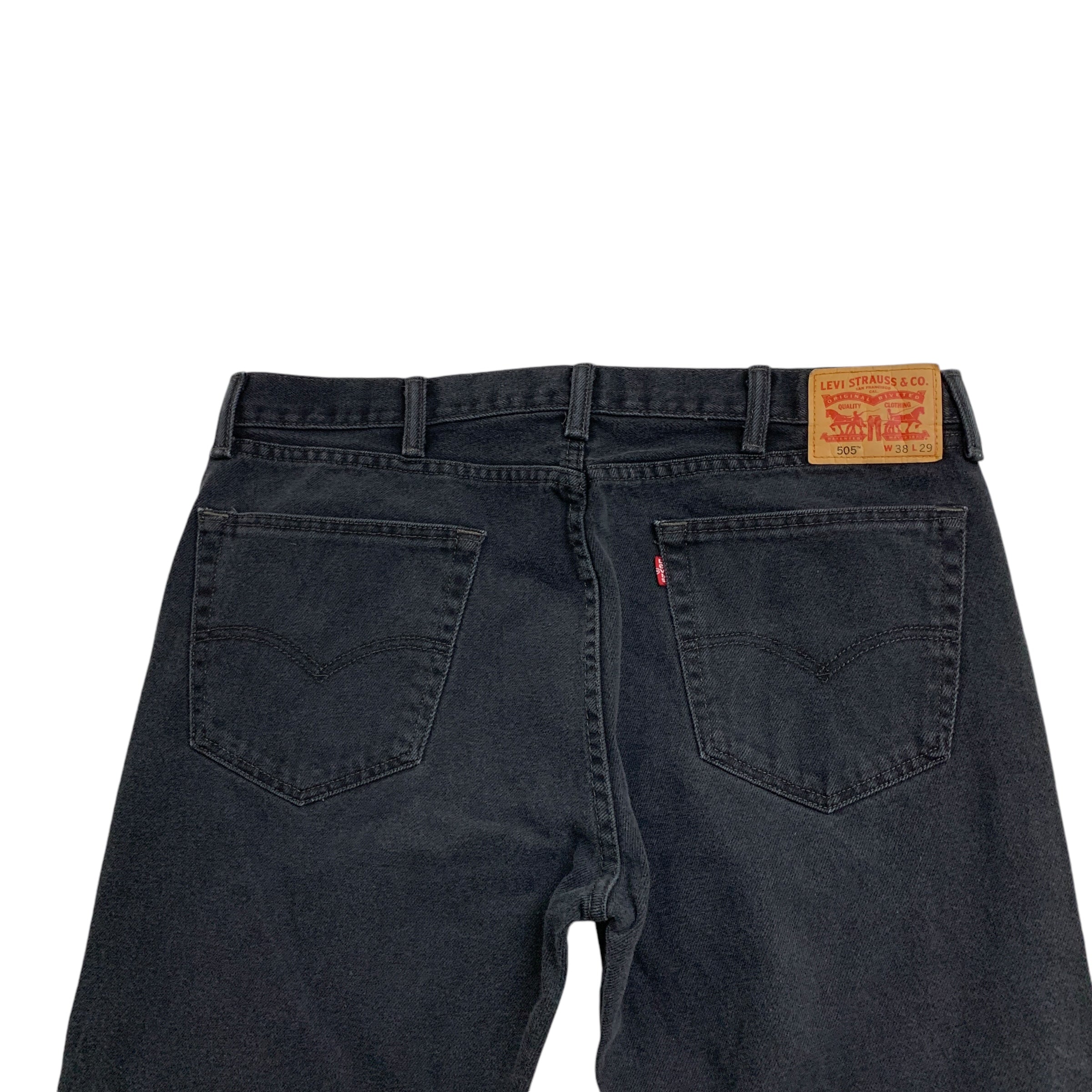 Levis 505 Jeans W38 L29 Mens Black Regular Straight Fit Denim