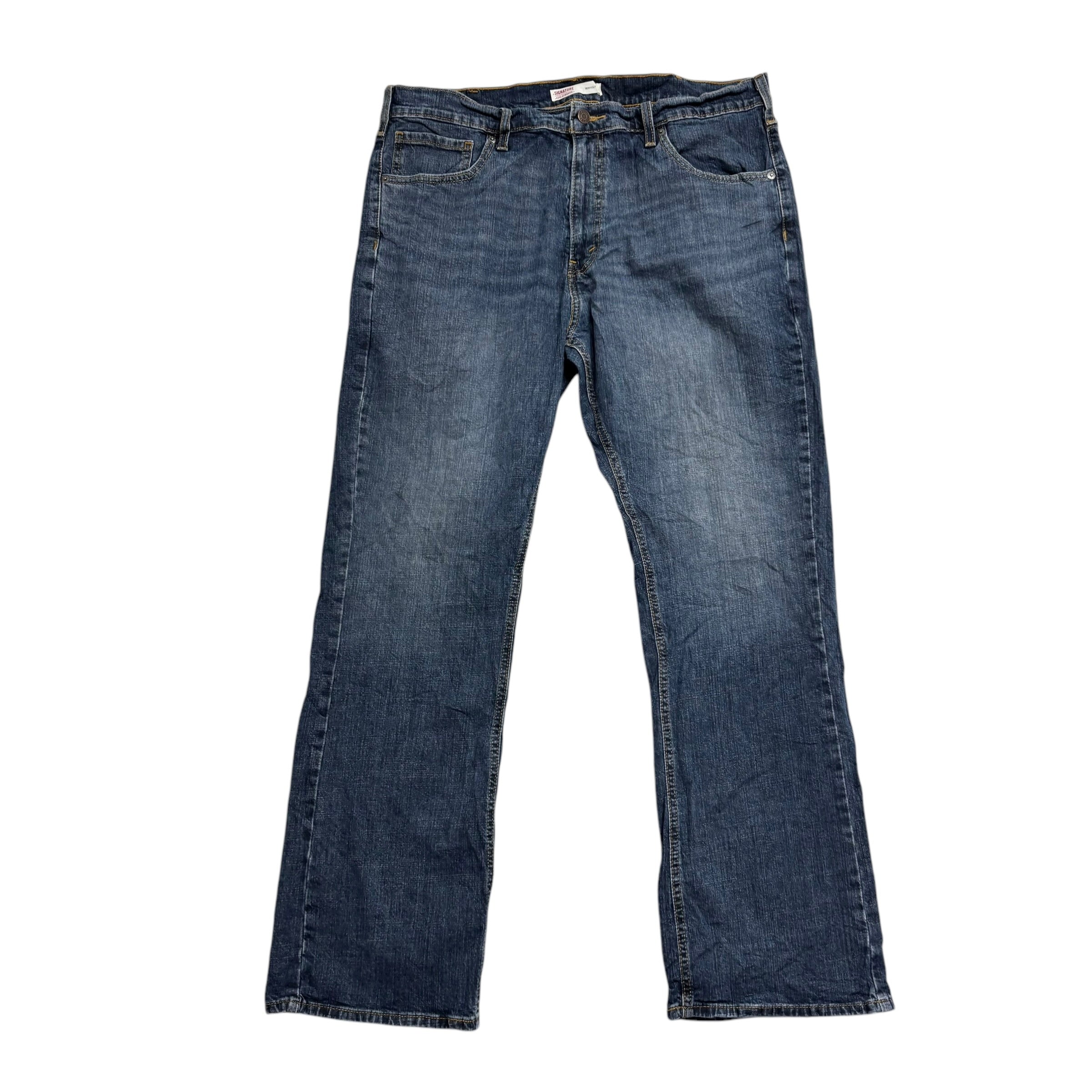 Levis Signature Jeans W38 L32 Mens Dark Blue Regular Bootcut Fit Stretch (E)