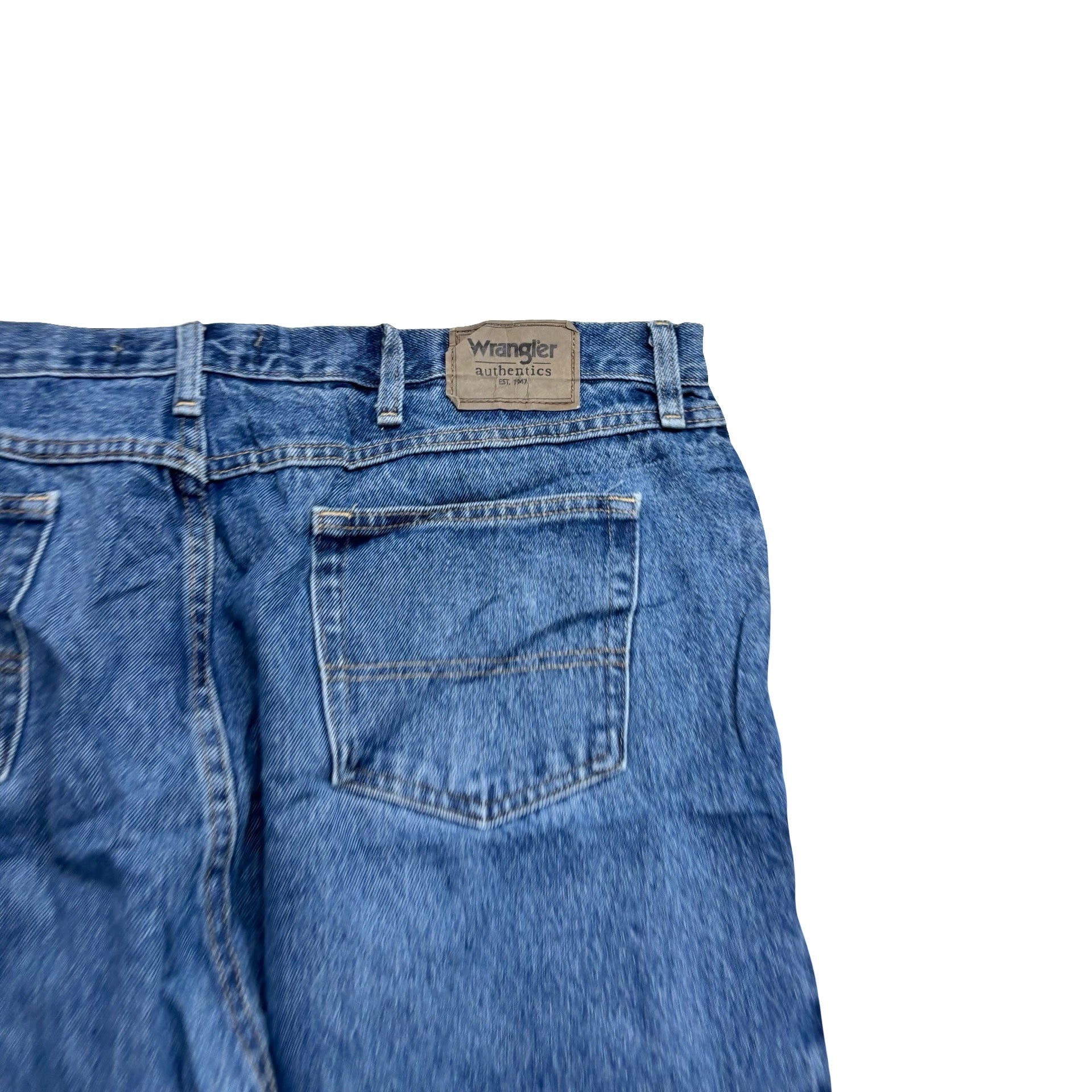 Wrangler Jeans W42 L30 Mens Mid Blue Relaxed Straight Fit Denim (E)