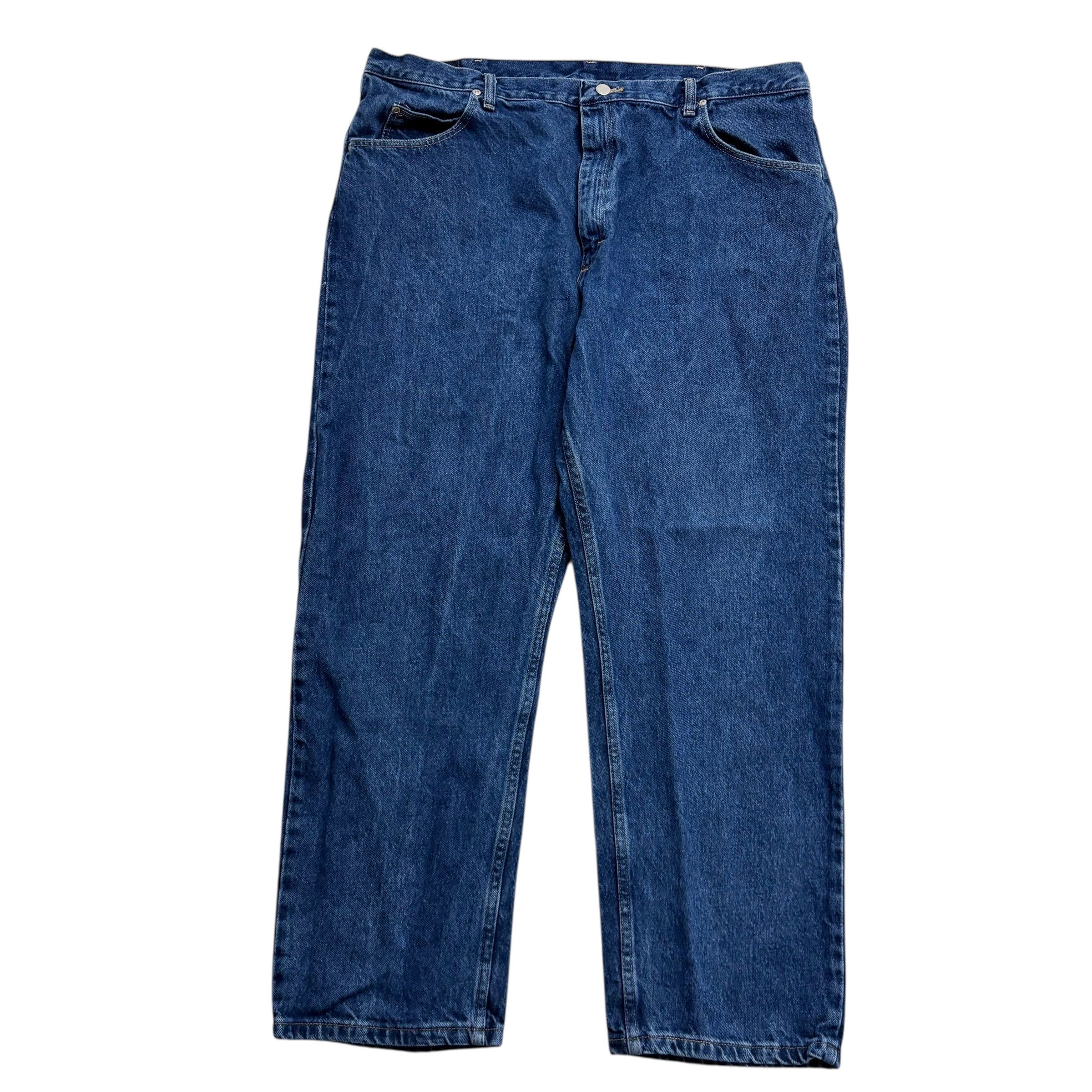 Wrangler Jeans W42 L30 Mens Dark Blue Relaxed Straight Fit Vintage Denim (E)