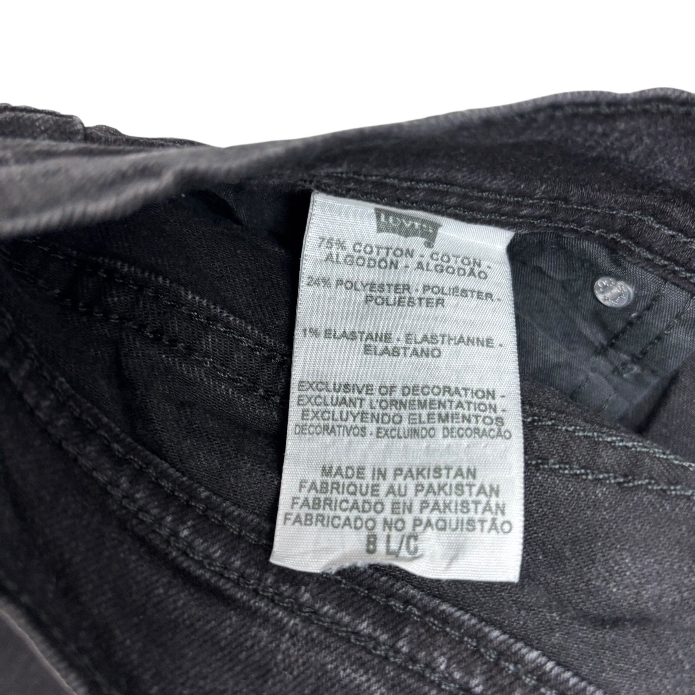 Levis 505 Jeans W30 L34 Womens Regular Straight Fit Black Stretch Y2K (E)