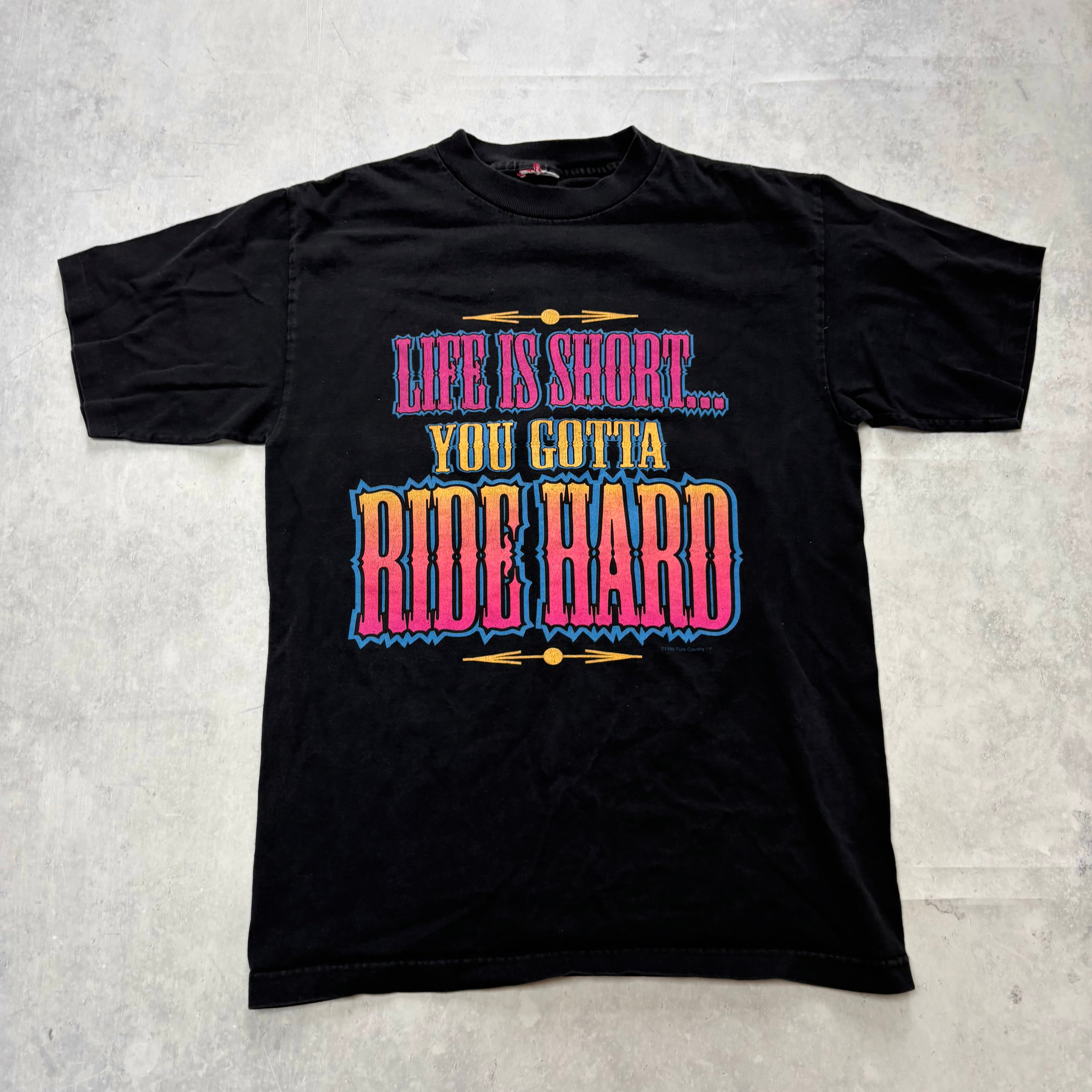 Vintage T Shirt Mens Small Black Single Stitch Graphic Print 90s USA (E)