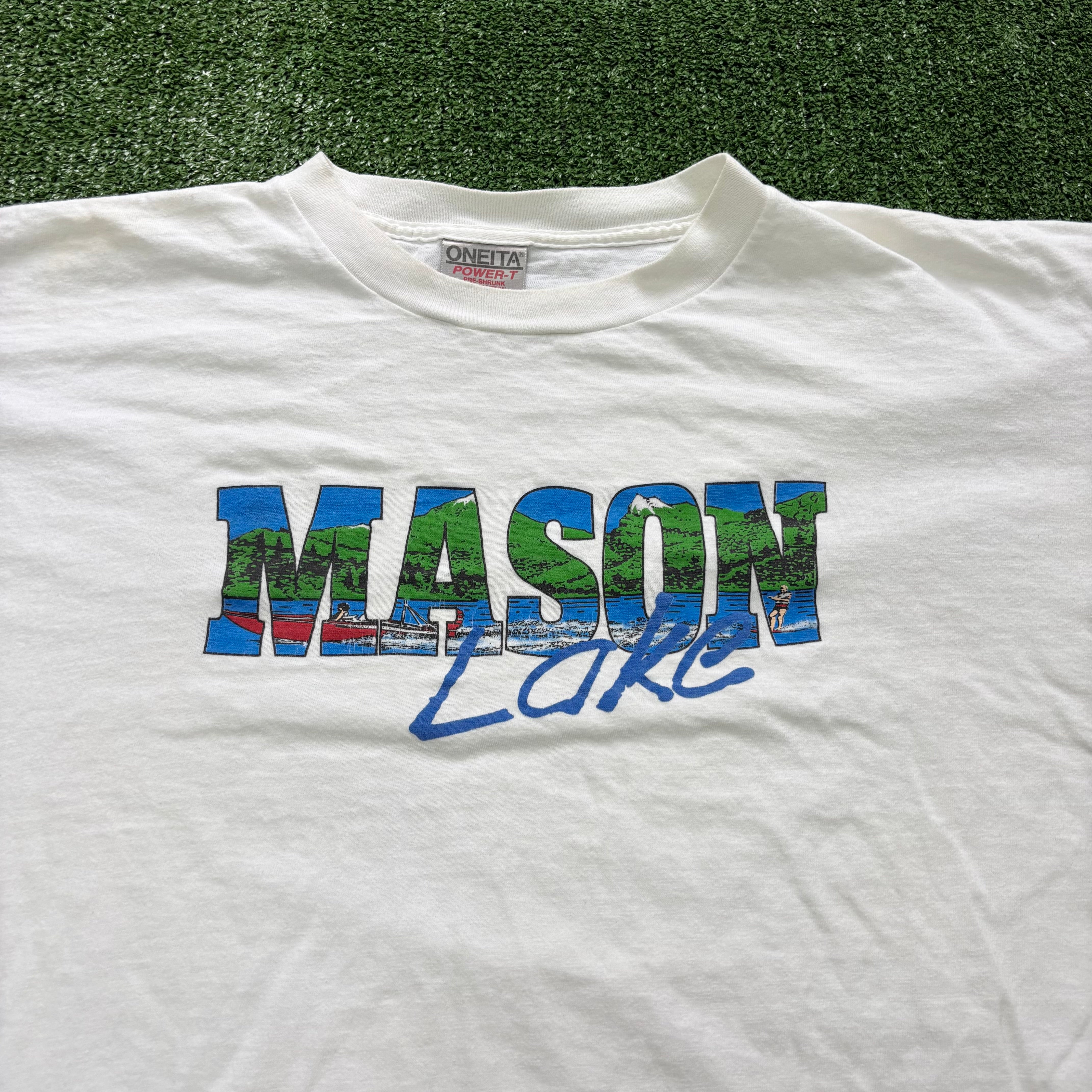 Vintage T Shirt Mens XL White Single Stitch Graphic Print 90s Tourist (F)