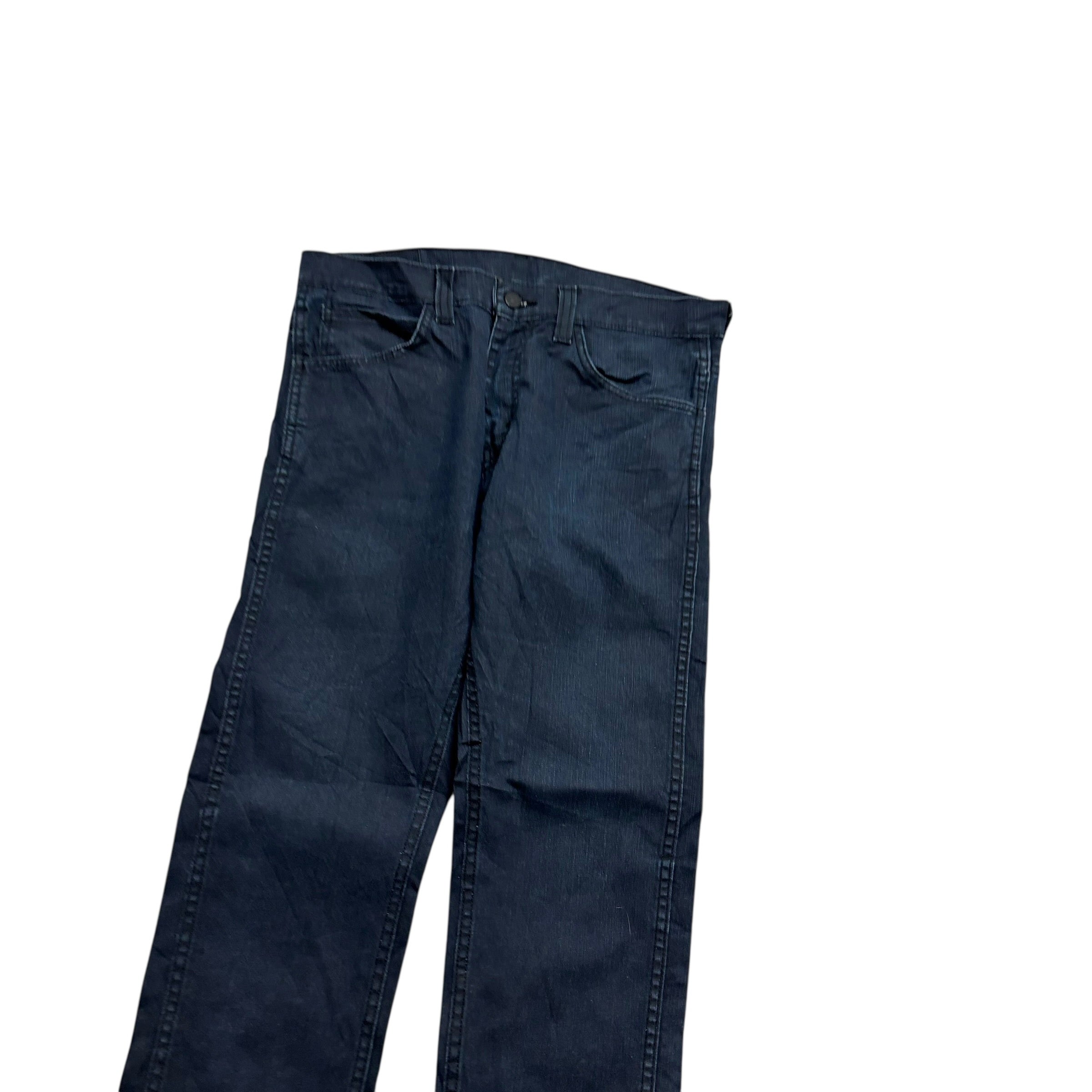Levis 513 Jeans W33 L32 Mens Waxed Navy Blue Slim Straight Fit Stretch Denim