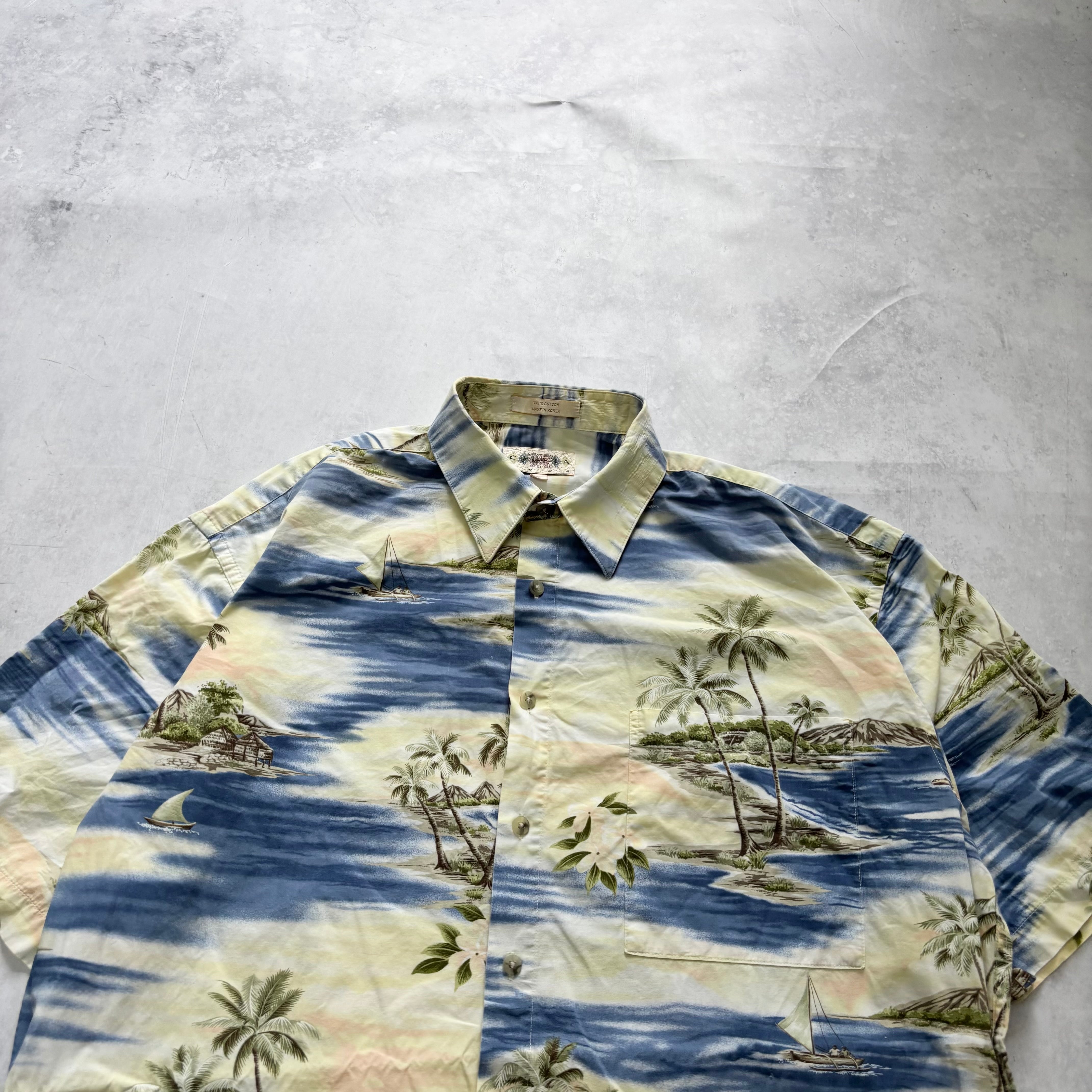 Vintage Hawaiian Shirt Mens Large Floral Aloha Short Sleeve Cotton