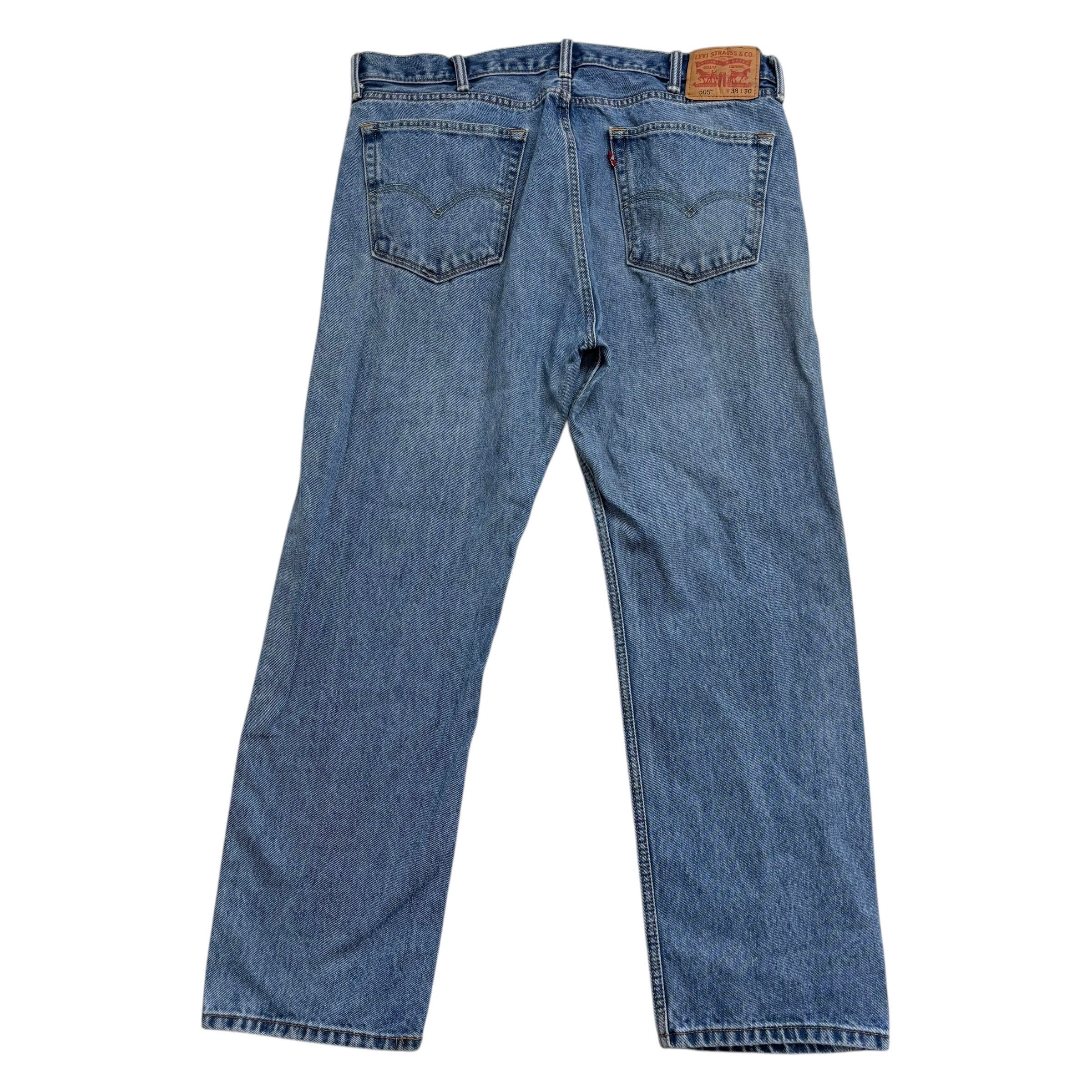 Levis 505 Jeans W38 L30 Mens Mid Blue Regular Straight Fit Denim (F)