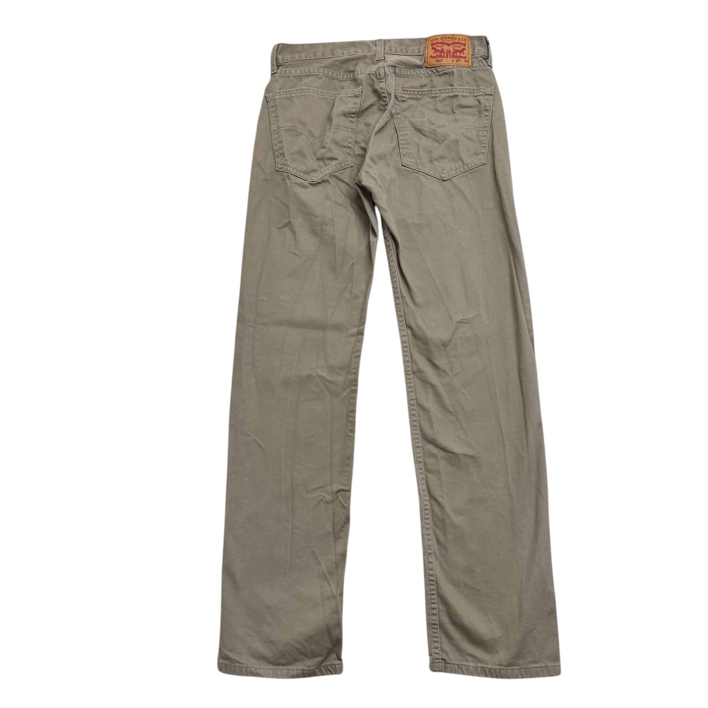 Levis 505 Trousers W30 L32 Mens Beige Regular Straight Fit Cotton Pants