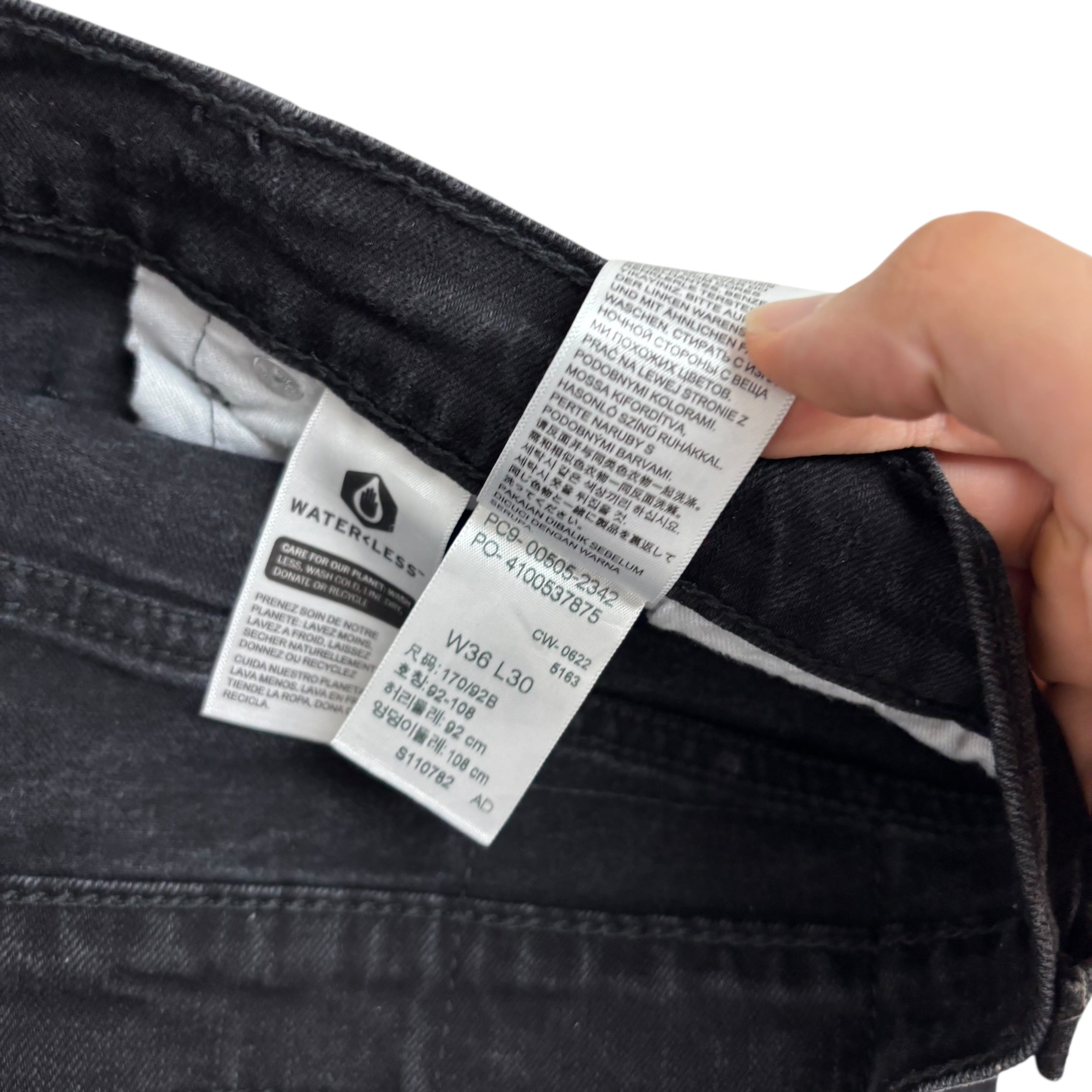 Levis 505 Jeans W36 L30 Mens Black Regular Straight Fit Stretch Denim (E)