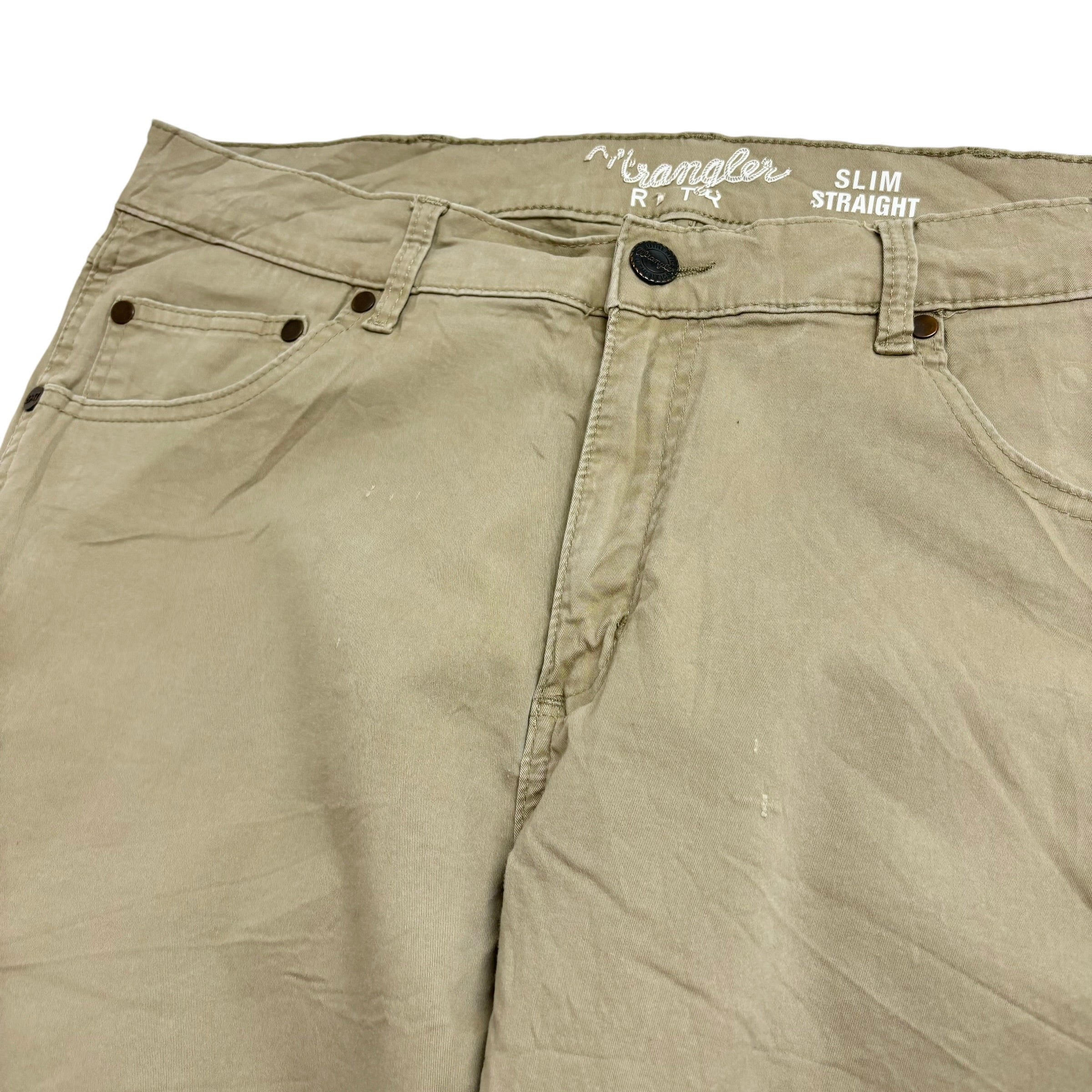 Wrangler Trousers W36 L36 Mens Beige Stone Slim Straight Fit Pants