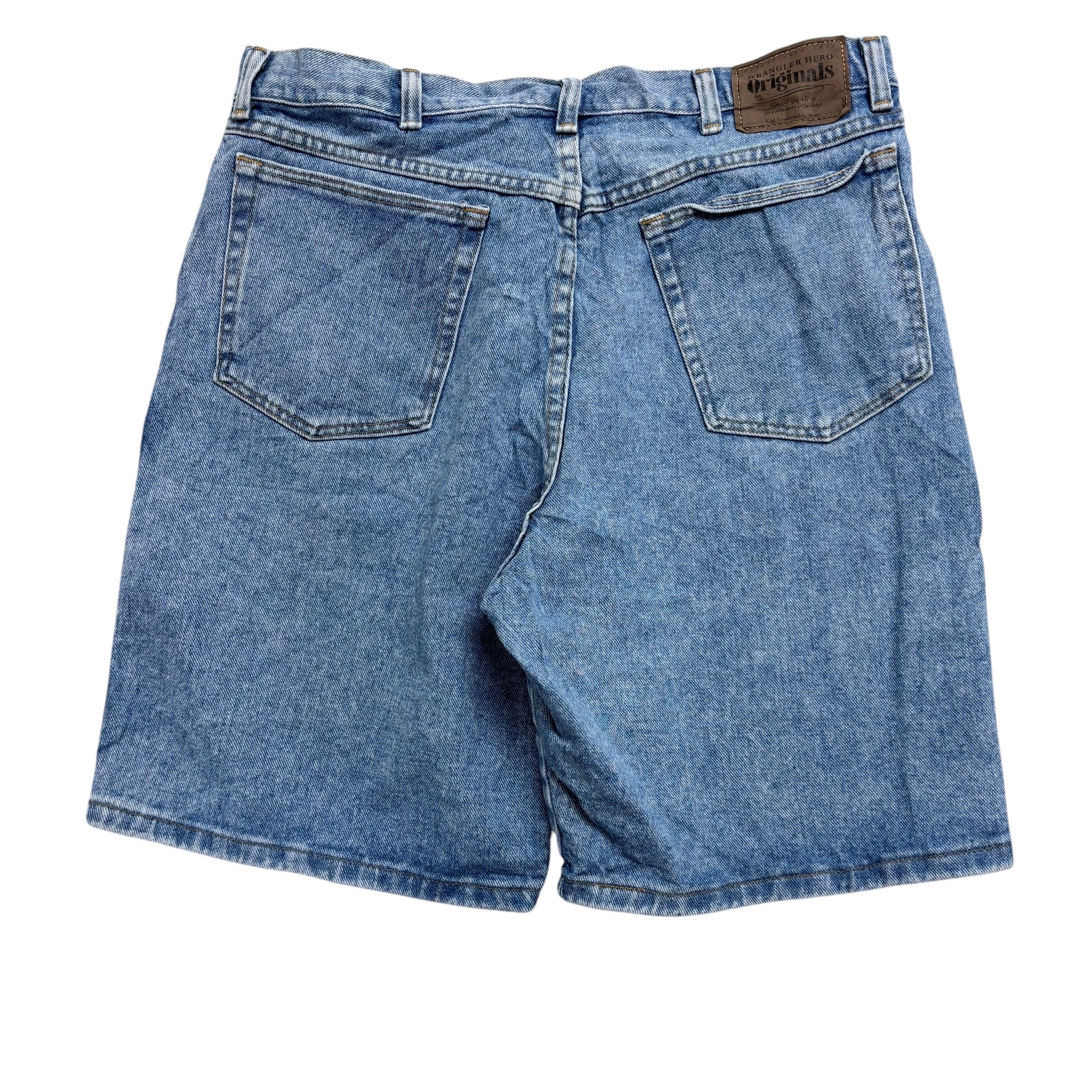 Vintage Wrangler Baggy Jorts W34 Mens Denim Shorts Light Blue Relaxed 90s (E)
