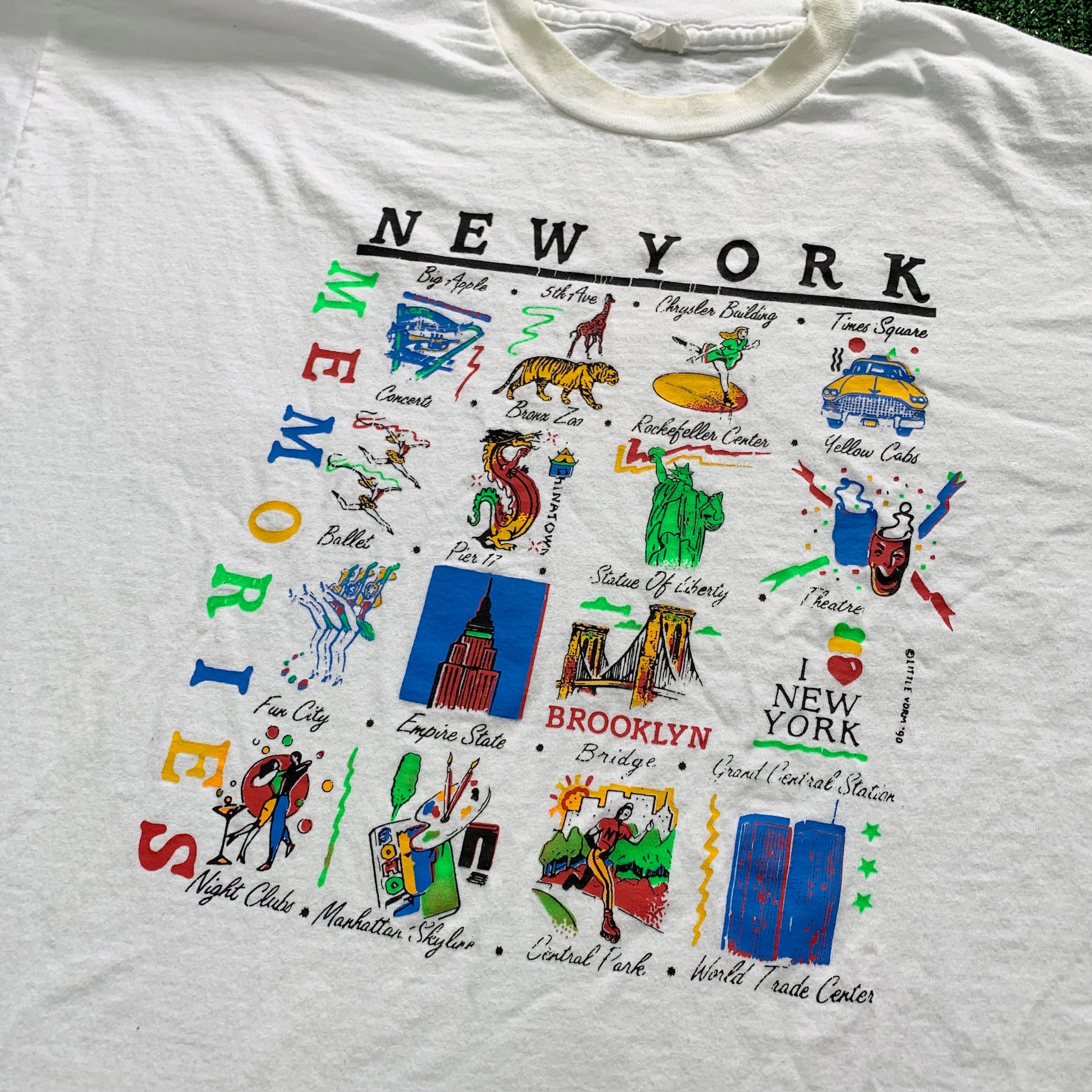 Vintage T Shirt Mens Large White Single Stitch Graphic Print 90s USA Tourist