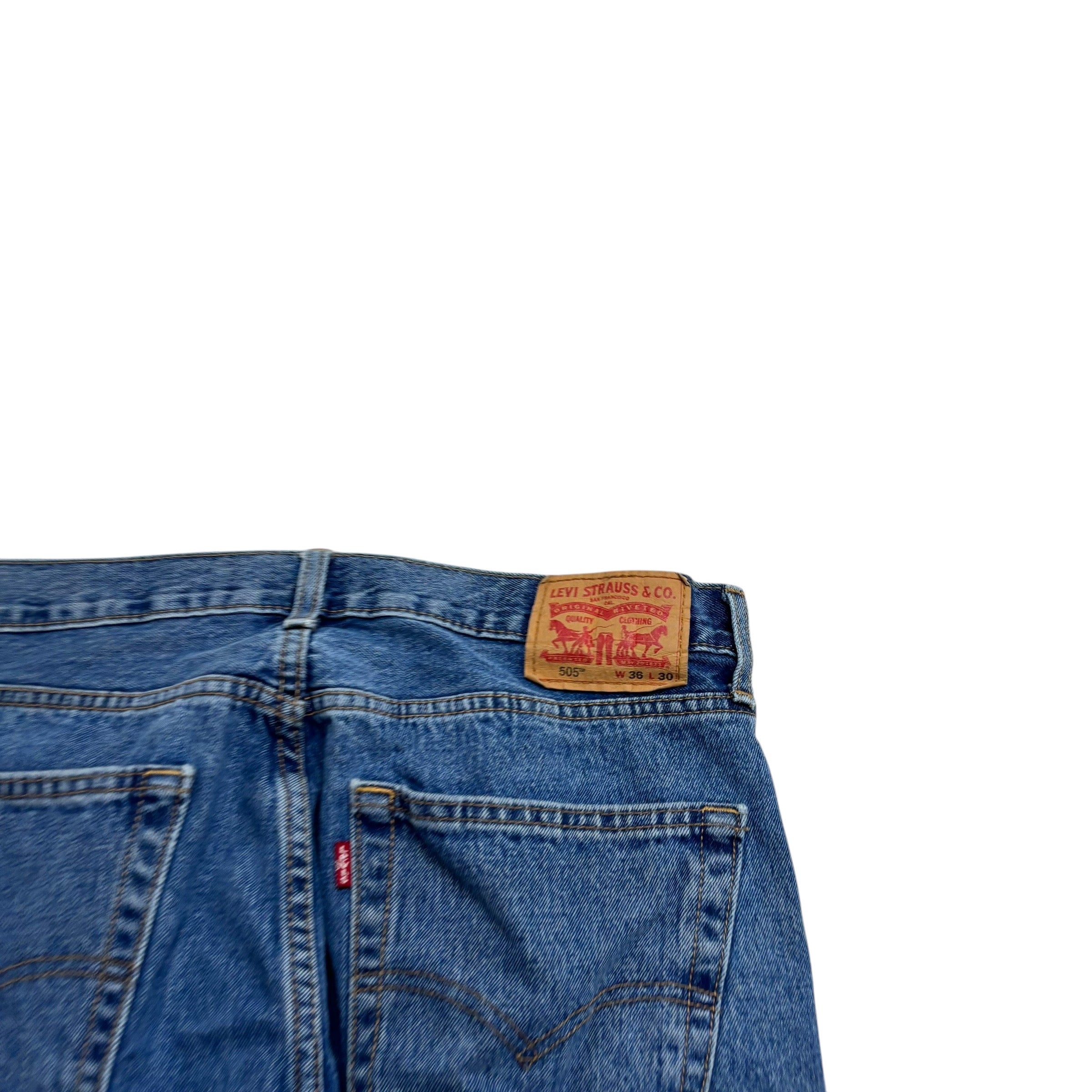 Levis 505 Jeans W36 L30 Mens Mid Blue Regular Straight Fit Denim