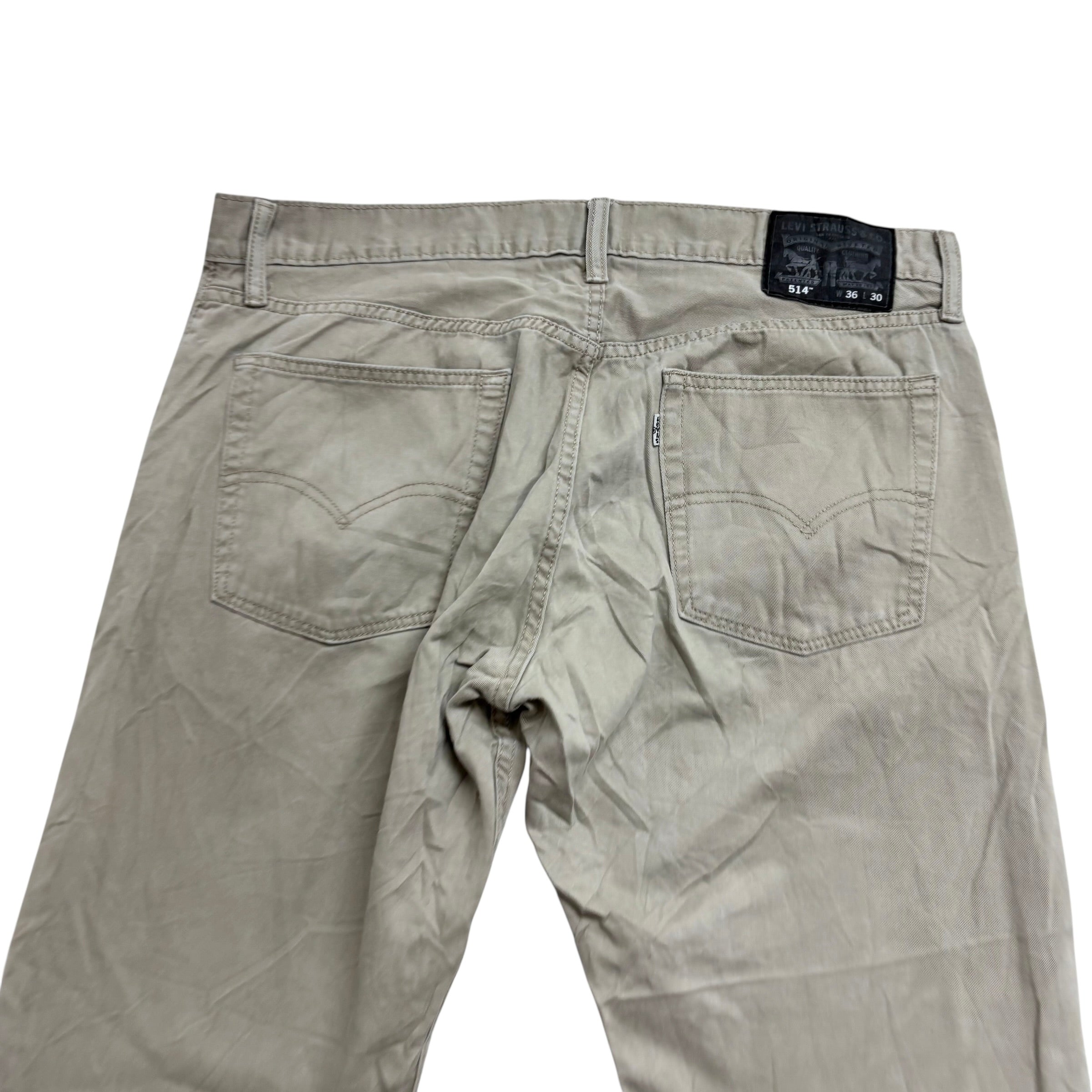 Levis 514 Trousers W36 L30 Mens Cream Regular Straight Fit Pants (E)