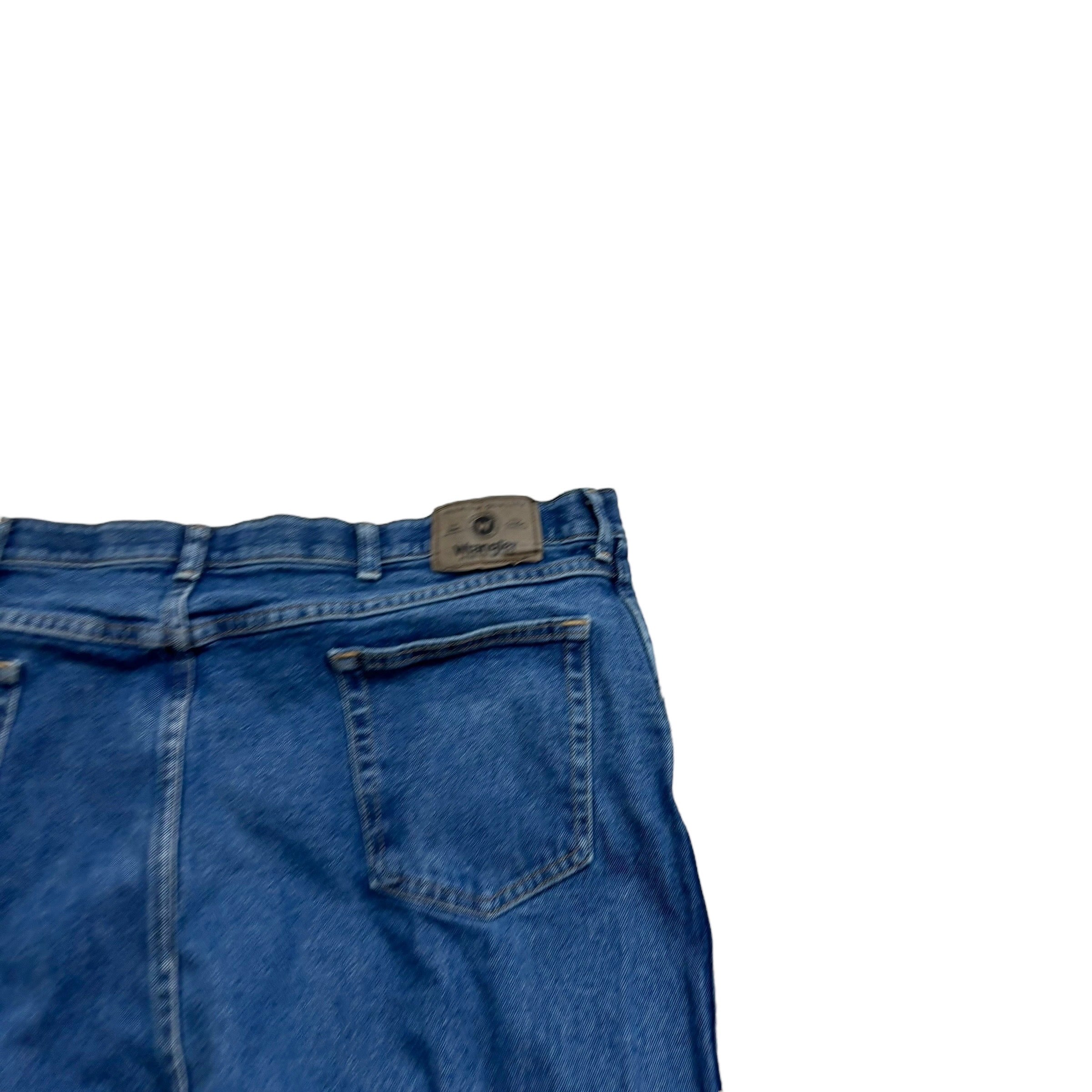 Wrangler Jeans W44 L30 Mens Mid Blue Regular Straight Fit Stretch Denim (E)