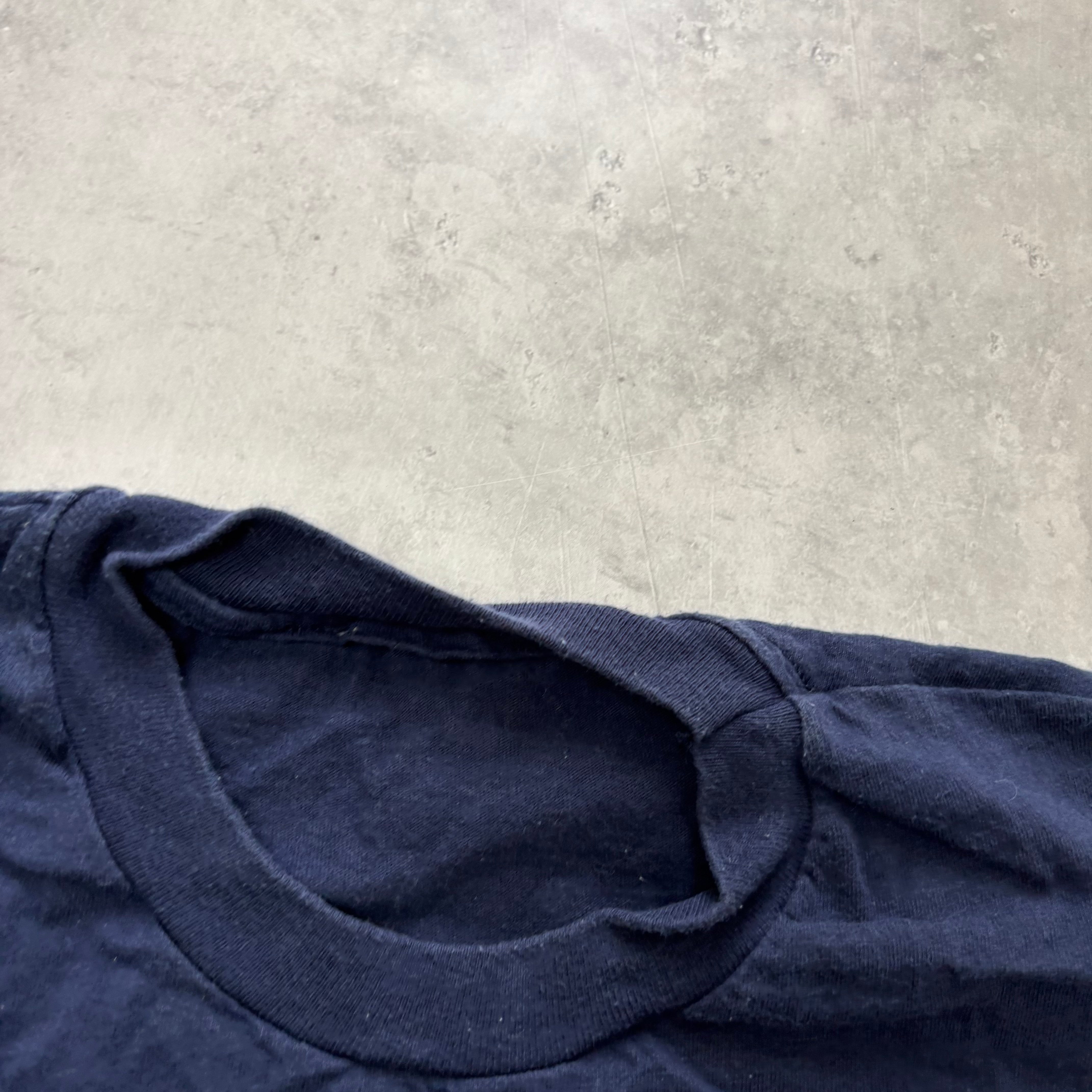 Vintage T Shirt Mens Medium Navy Blue Single Stitch Graphic Print 90s Hawaii