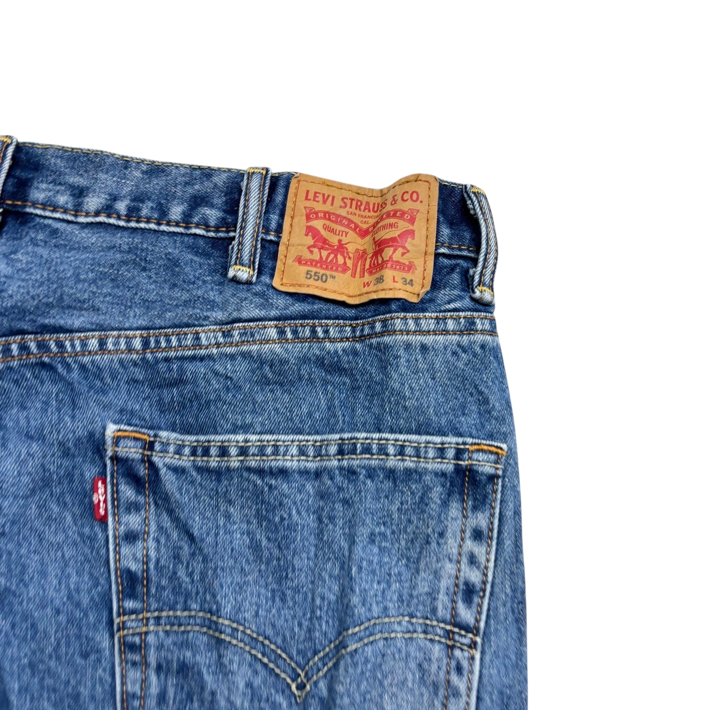 Levis 550 Jeans W38 L34 Mens Mid Blue Baggy Relaxed Straight Fit Denim (E)