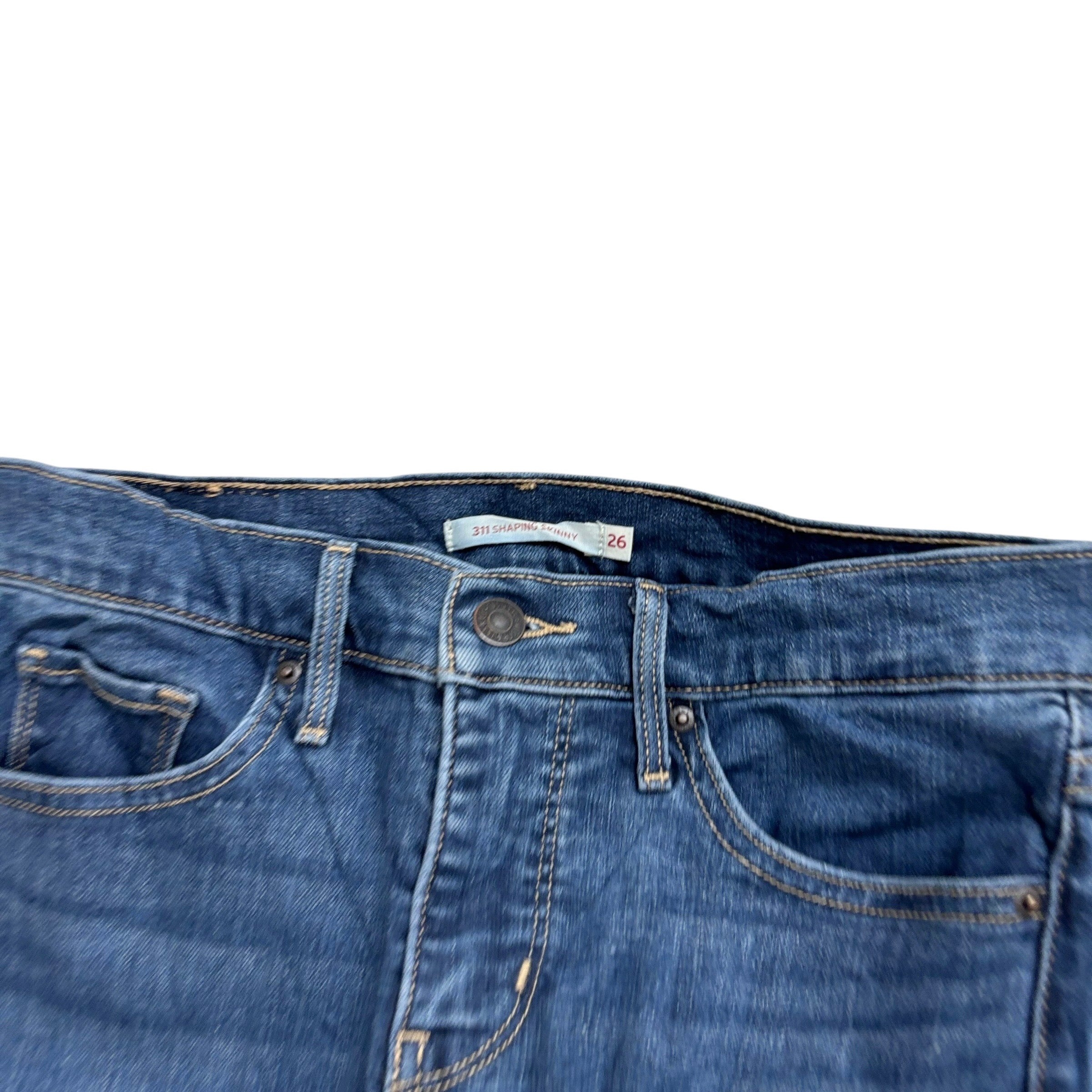 Levis 311 Jeans W26 L26 Womens Shaping Skinny Dark Blue Stretch Denim (E)