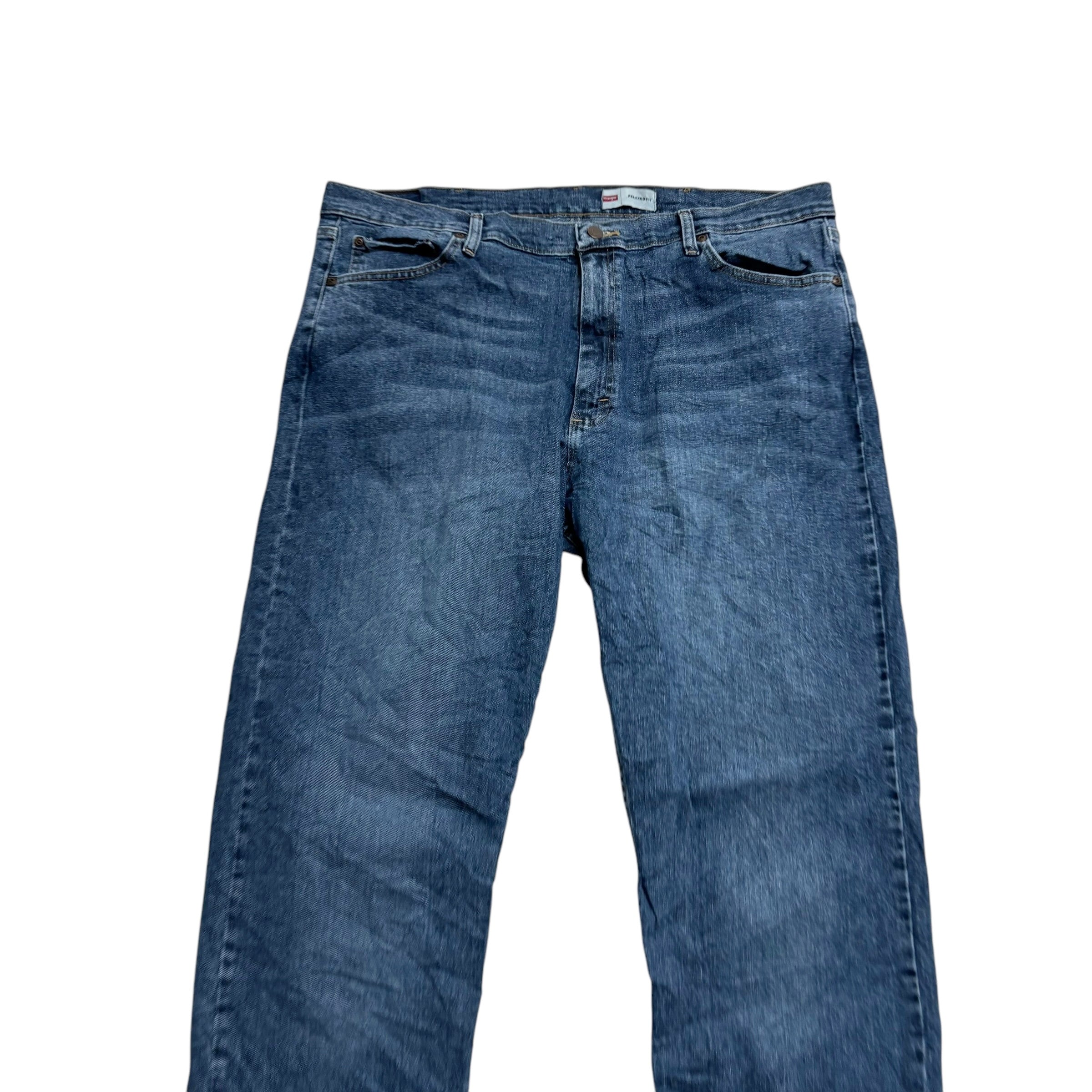 Wrangler Jeans W40 L30 Mens Mid Blue Relaxed Straight Fit Stretch Denim (E)