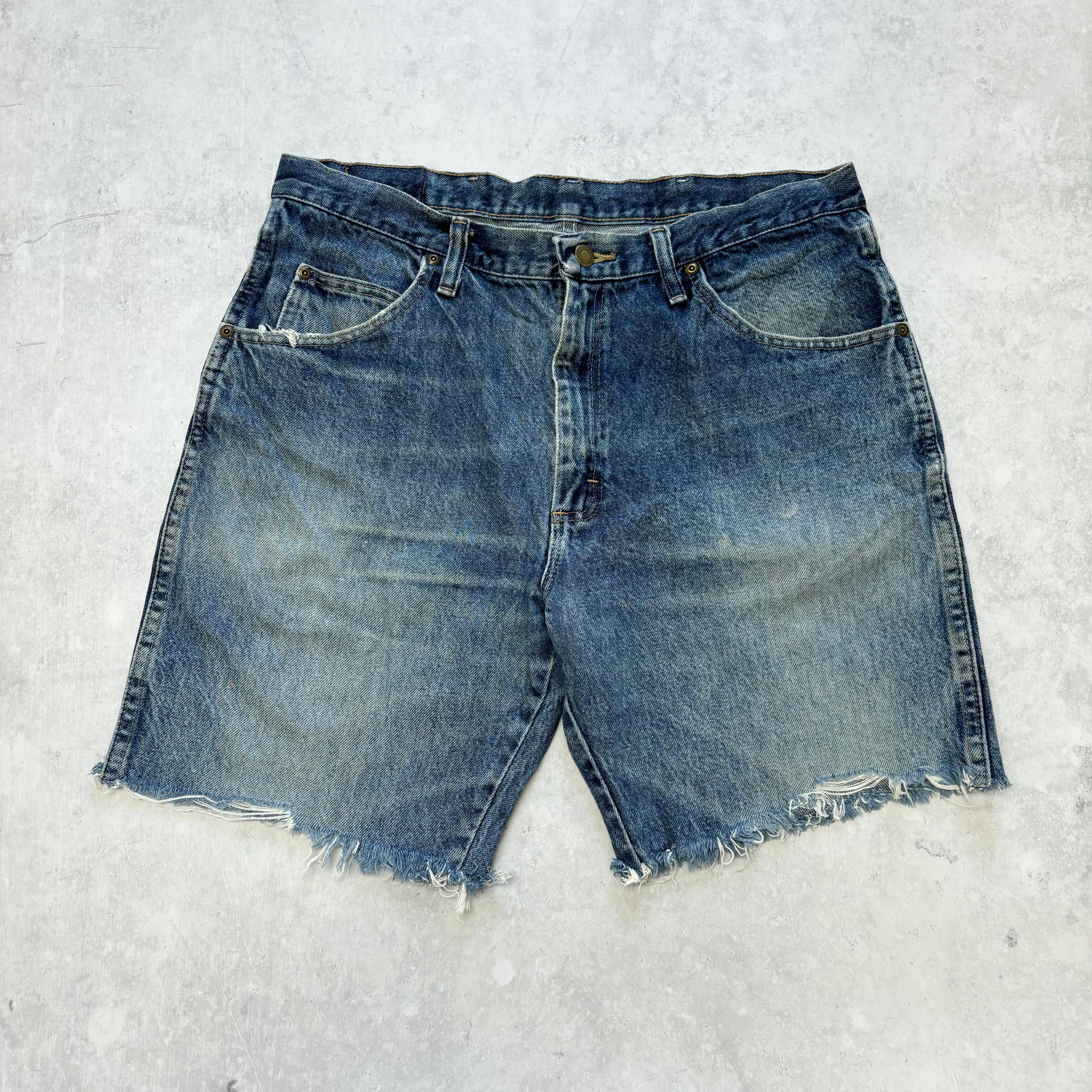 Vintage Wrangler Jorts W34 Mens Denim Shorts Mid Blue Regular Fit