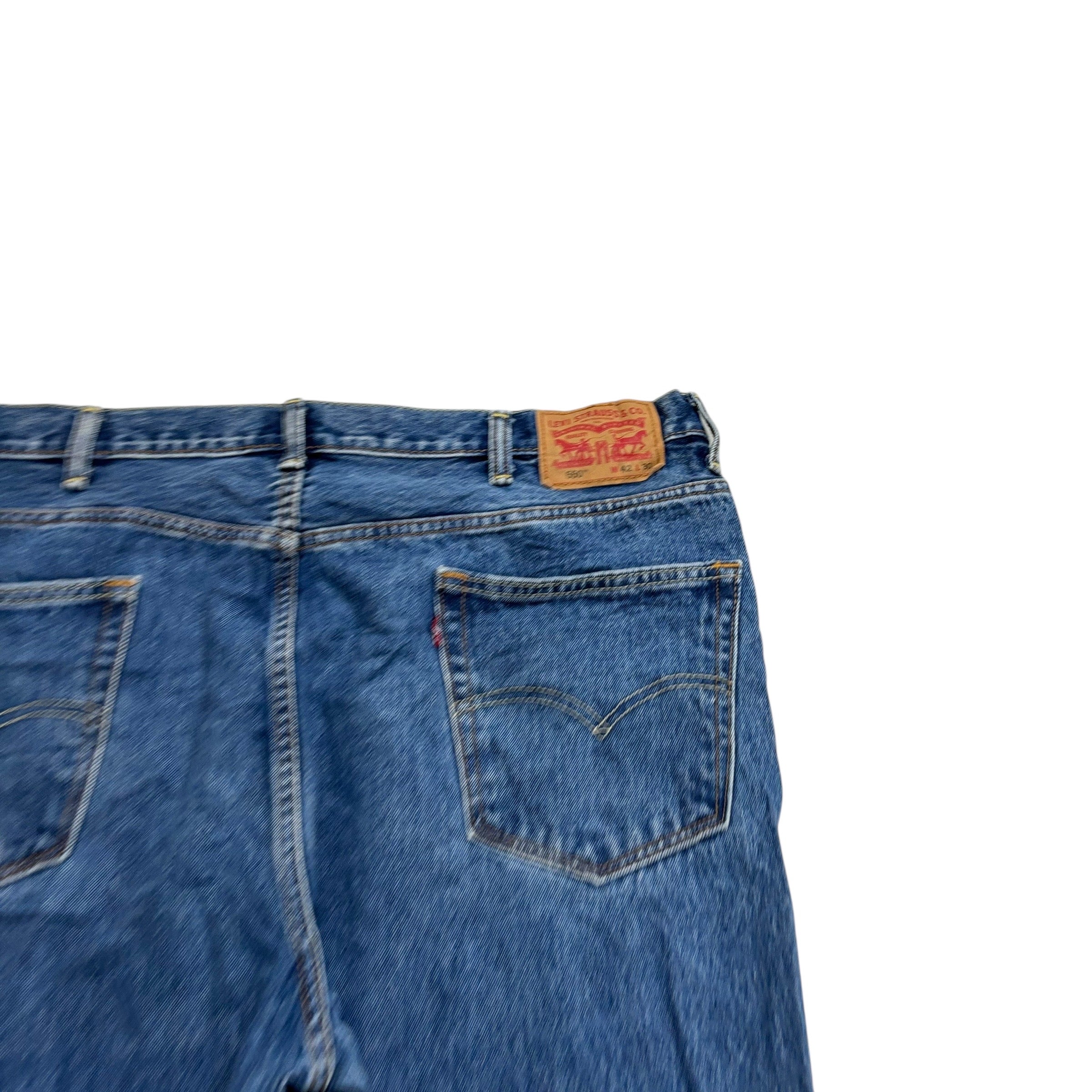 Levis 550 Jeans W42 L30 Mens Mid Blue Baggy Relaxed Straight Fit Denim (E)