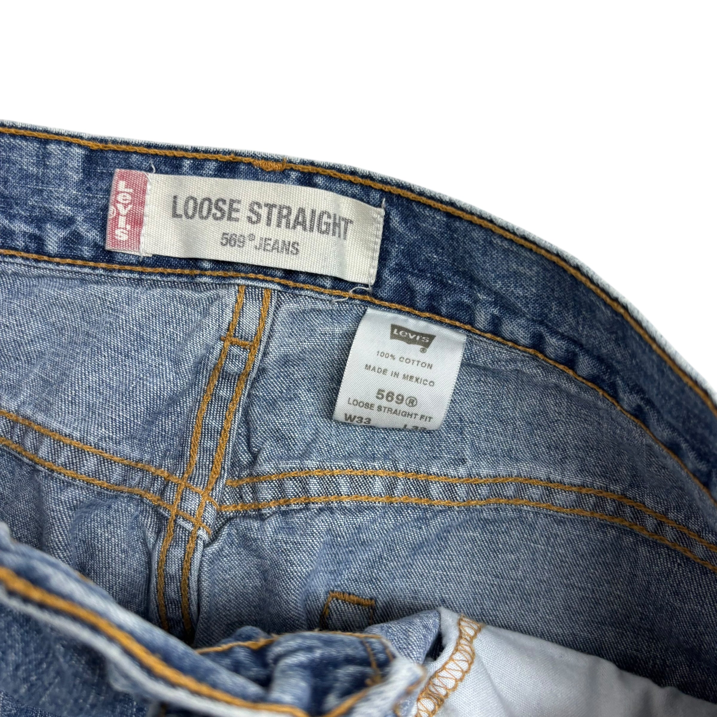 Levis 569 Jeans W33 L31 Mens Mid Blue Baggy Relaxed Straight Fit Vintage