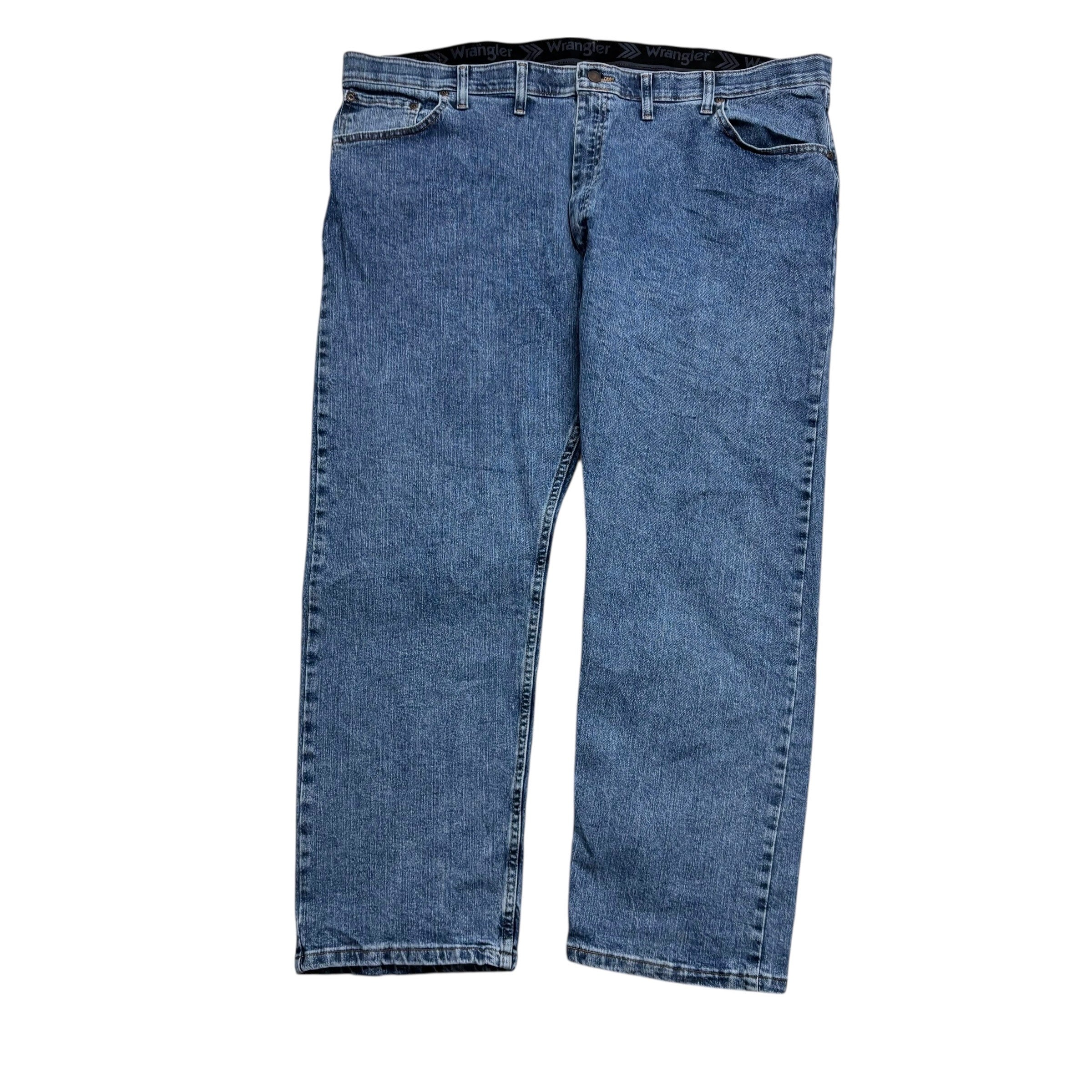 Wrangler Jeans W46 L29 Mens Mid Blue Regular Straight Fit Stretch Denim (E)