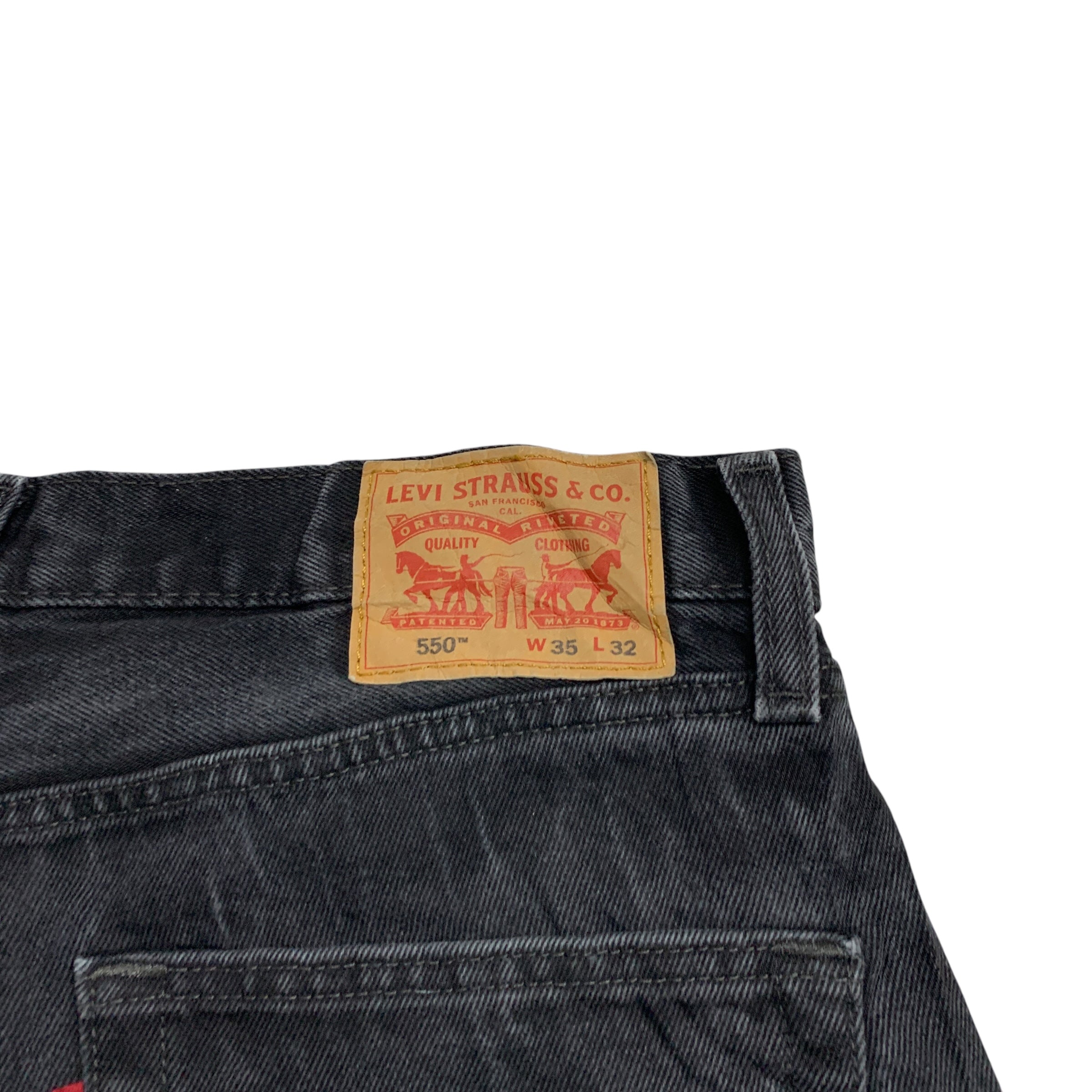 Levis 550 Jeans W35 L31 Mens Black Baggy Relaxed Straight Fit Denim