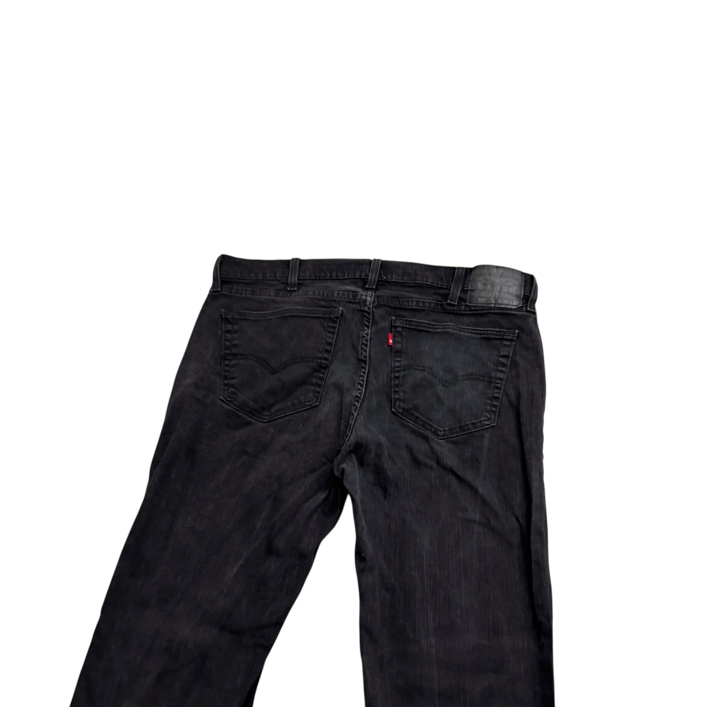 Levis 559 Jeans W38 L30 Mens Black Regular Straight Fit Stretch Denim
