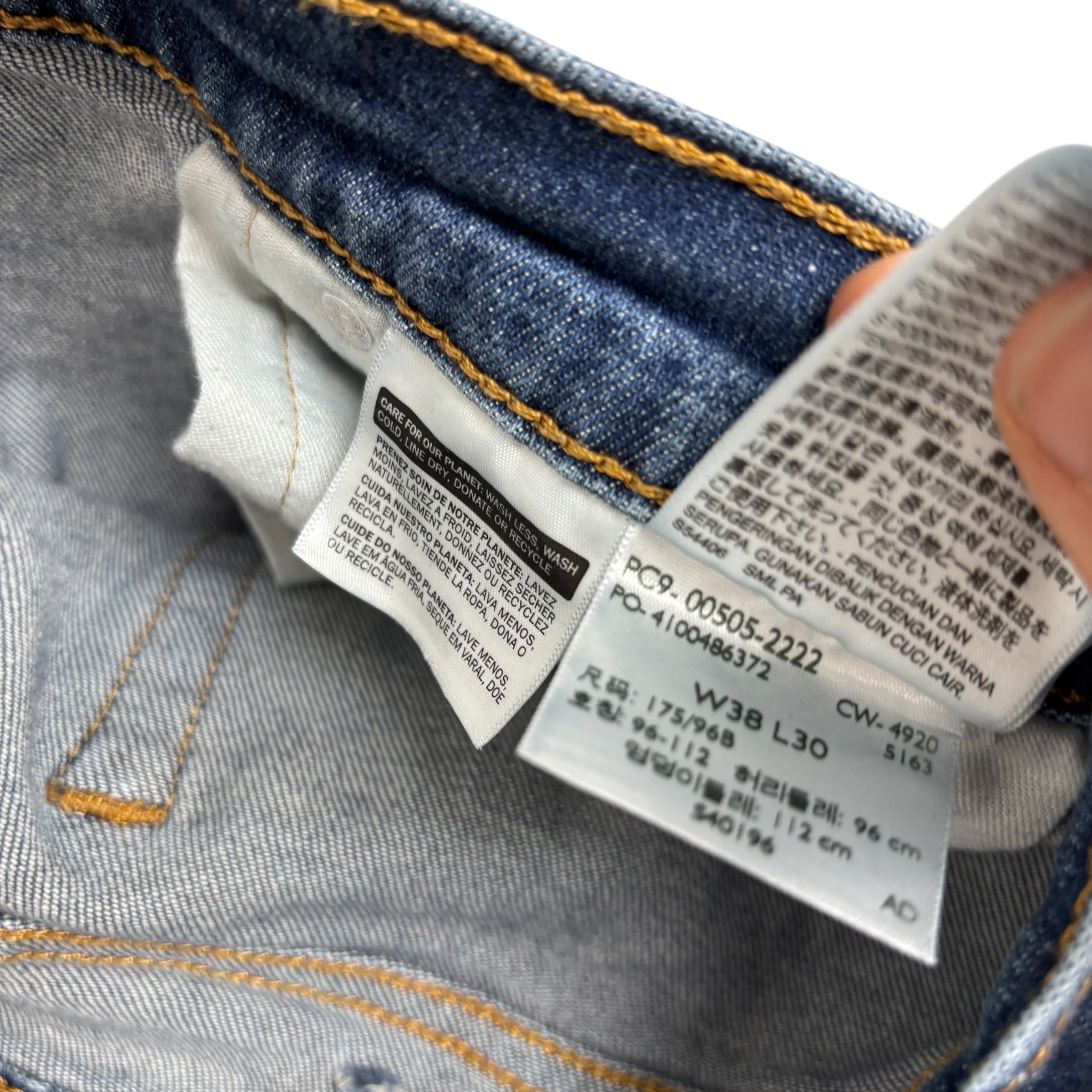 Levis 505 Jeans W38 L30 Mens Mid Blue Regular Straight Fit Stretch Denim (E)