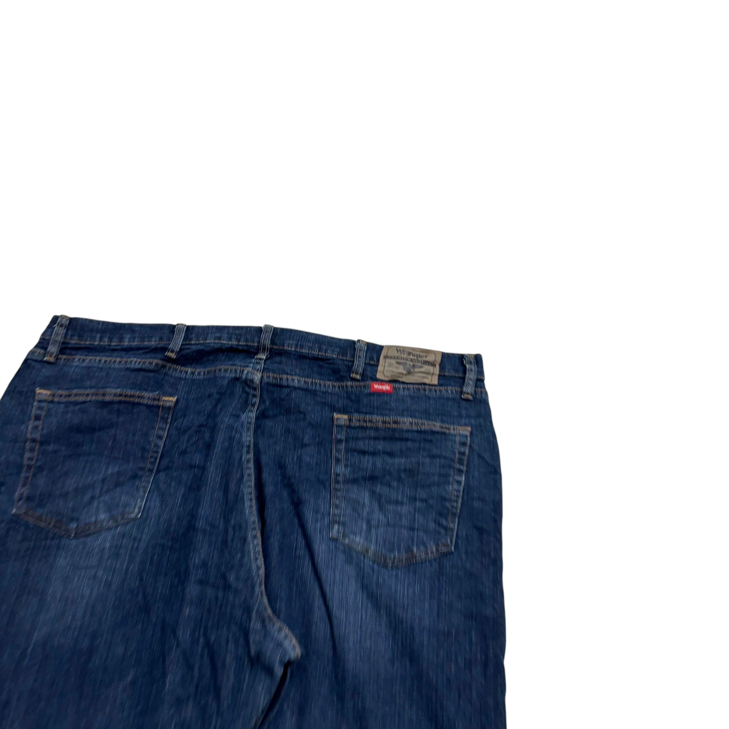 Wrangler Jeans W42 L30 Mens Dark Blue Relaxed Straight Fit Stretch Denim (E)