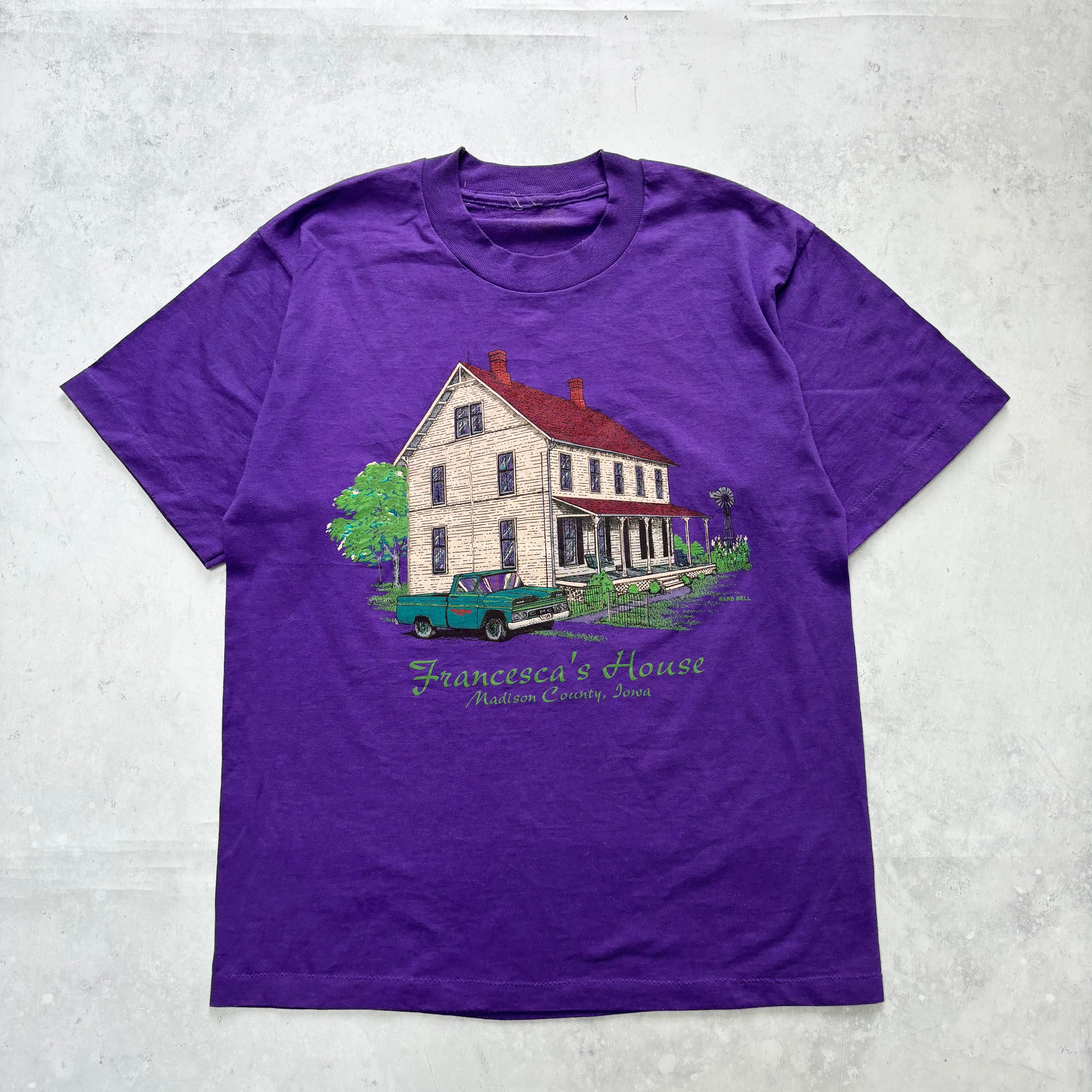 Vintage T Shirt Mens Small Purple Single Stitch Graphic Print 90s Tourist (E)