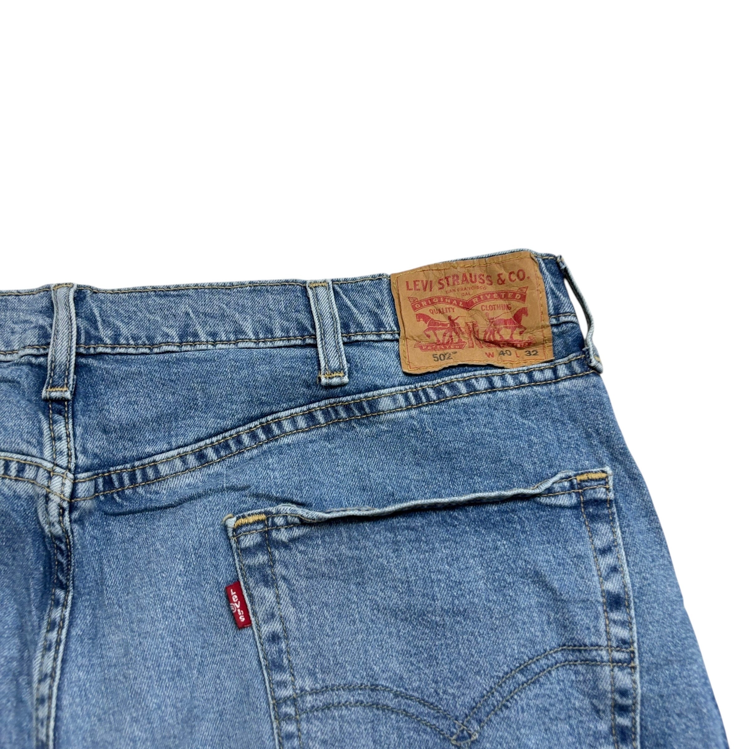 Levis 502 Jeans W40 L32 Mens Light Blue Regular Tapered Fit Stretch Denim (E)