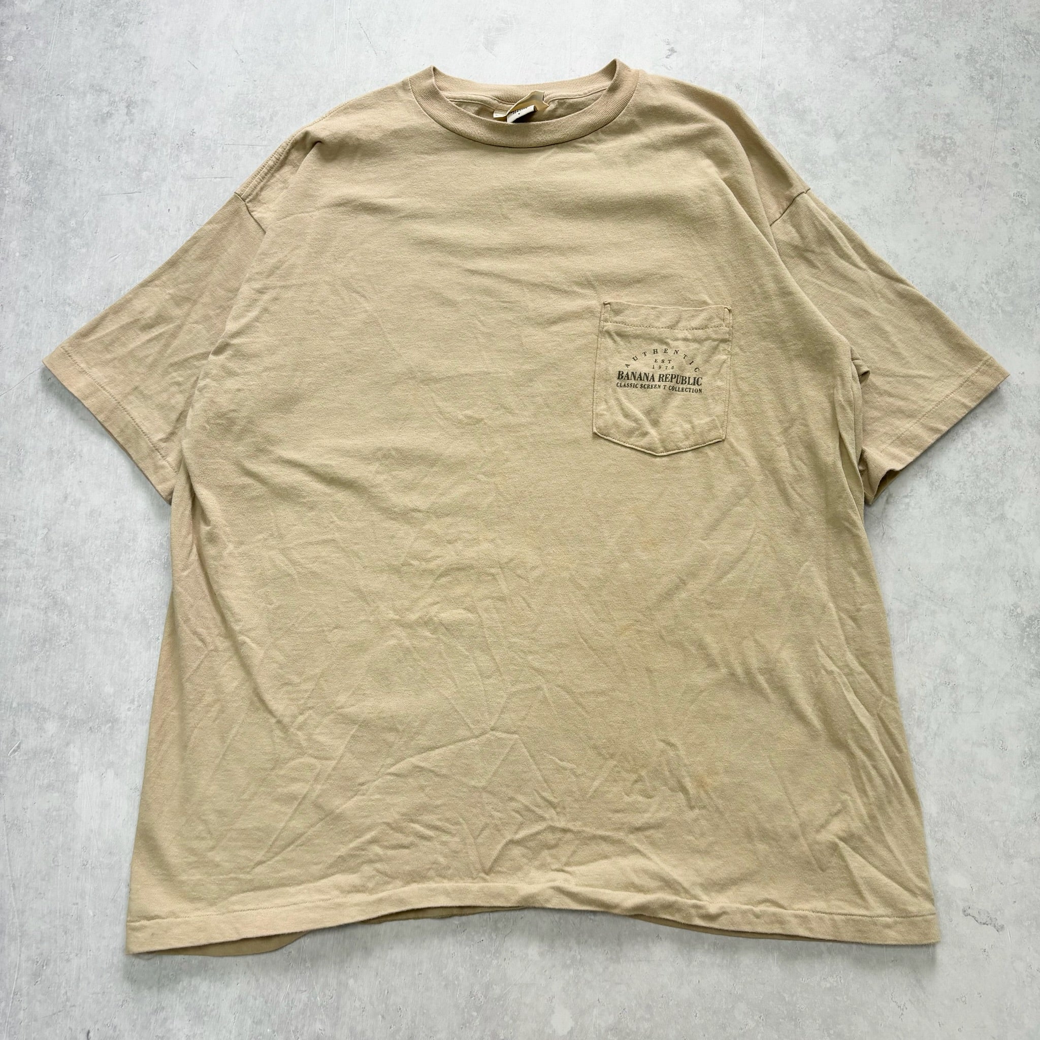 Vintage T Shirt Mens Large Tan Beige Single Stitch Graphic Print 90s