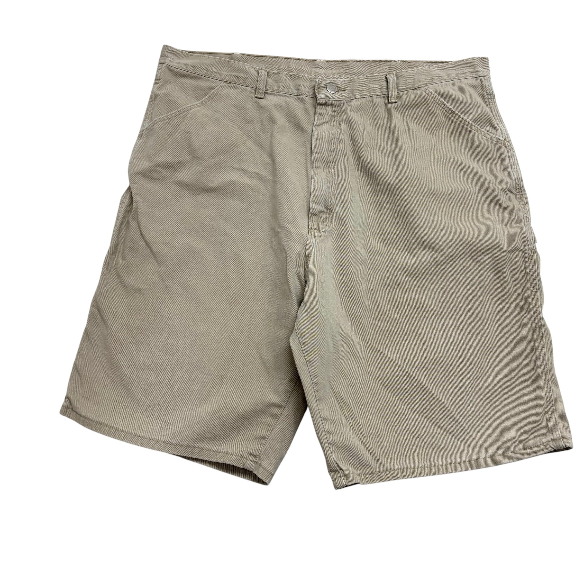 Vintage Wrangler Baggy Jorts W40 Mens Beige Canvas Shorts Relaxed Carpenter