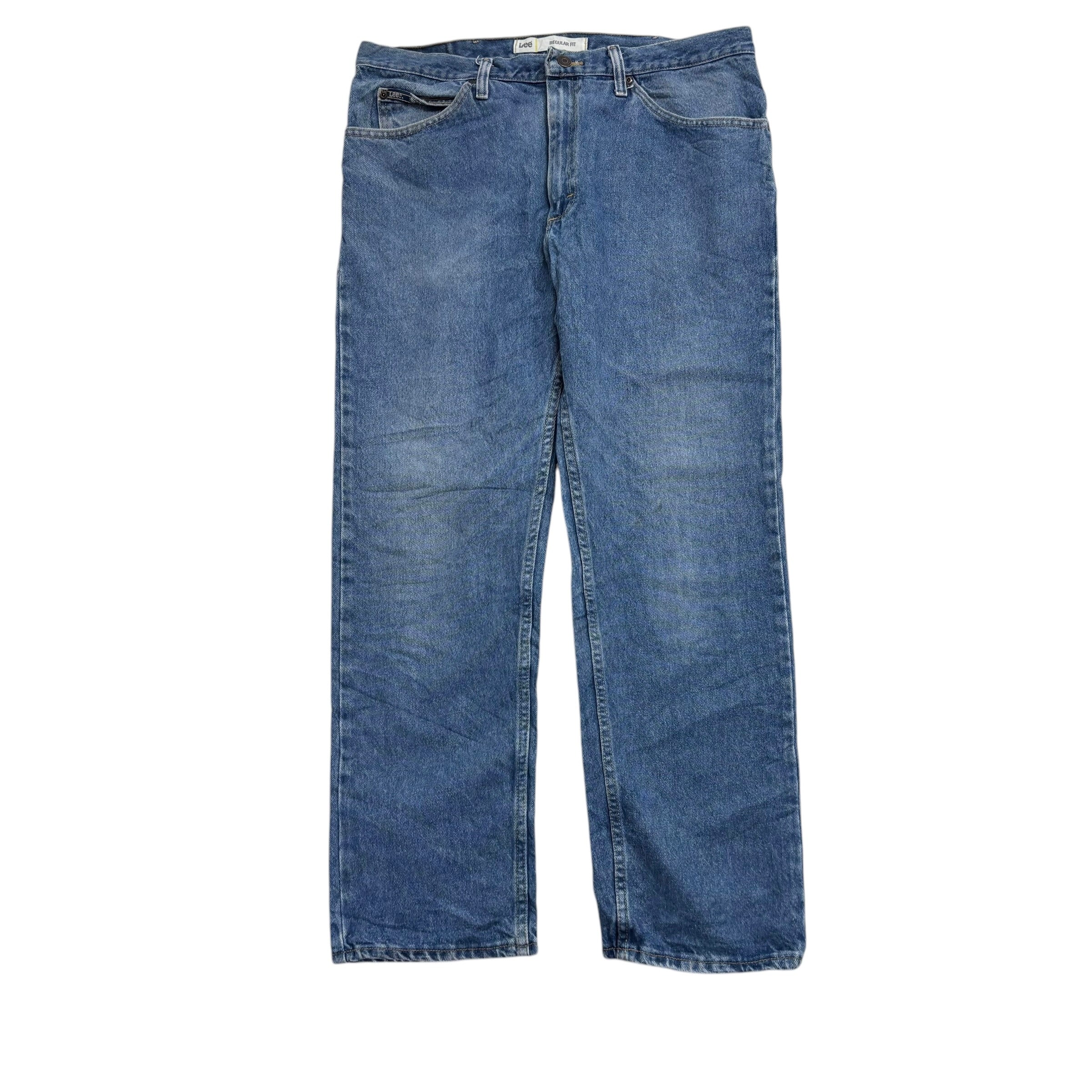 Lee Jeans W36 L30 Mens Mid Blue Regular Straight Fit Vintage Denim