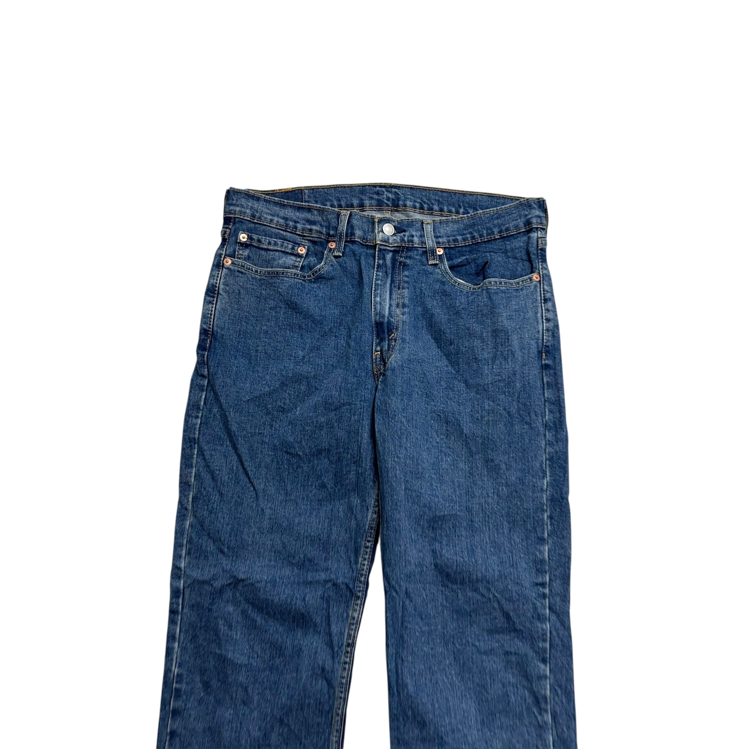 Levis 514 Jeans W34 L30 Mens Mid Blue Regular Straight Fit Stretch Denim (E)