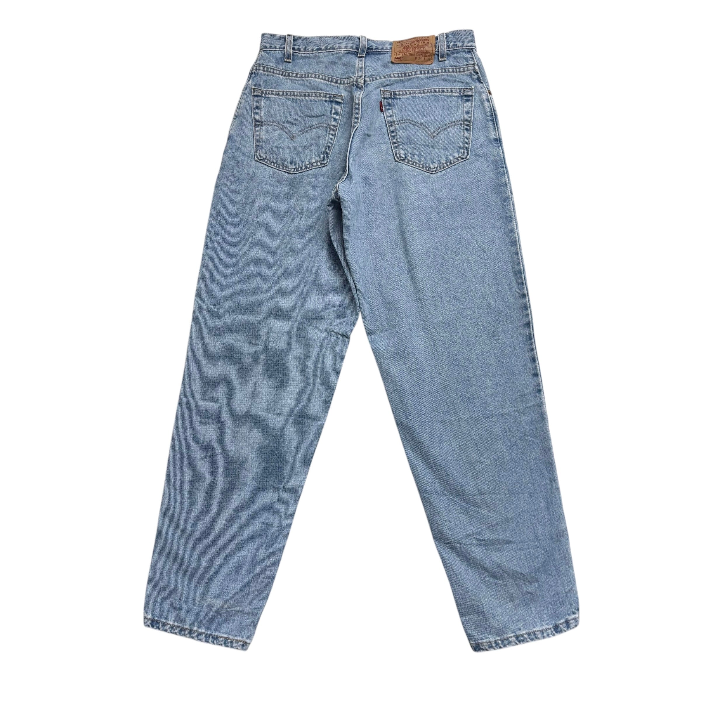 Levis 560 Jeans W33 L32 Mens Light Blue Relaxed Taper Made In USA Vintage (E)