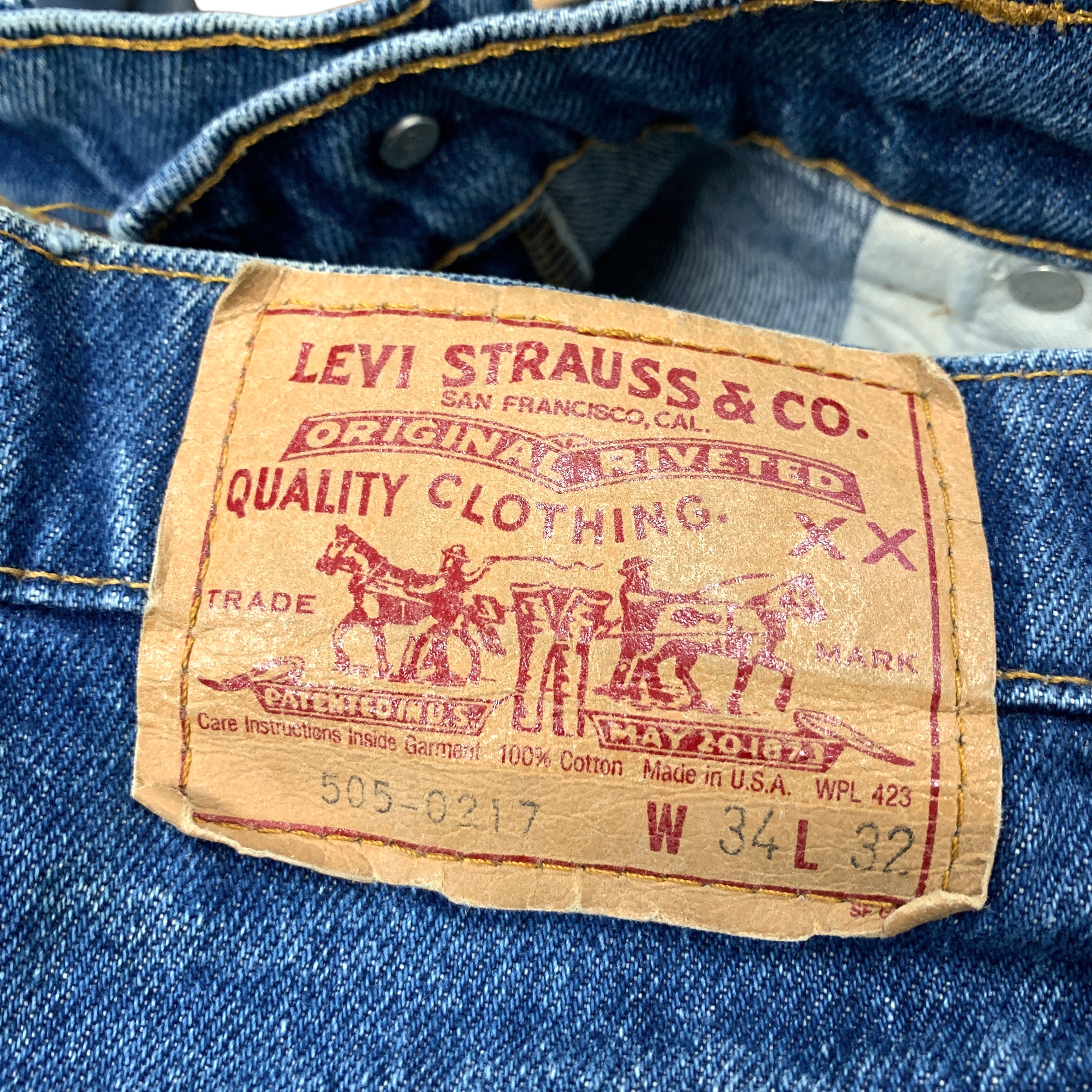 Levis 505 Jeans W32 L32 Vintage Made In USA Mens Blue Regular Straight Fit Denim