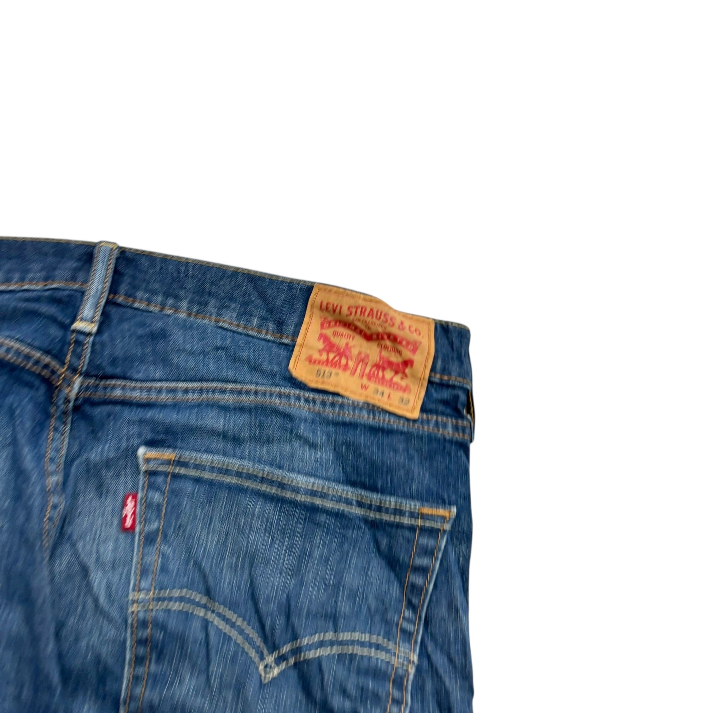 Levis 513 Jeans W34 L32 Mens Dark Blue Slim Straight Fit Stretch Denim (F)